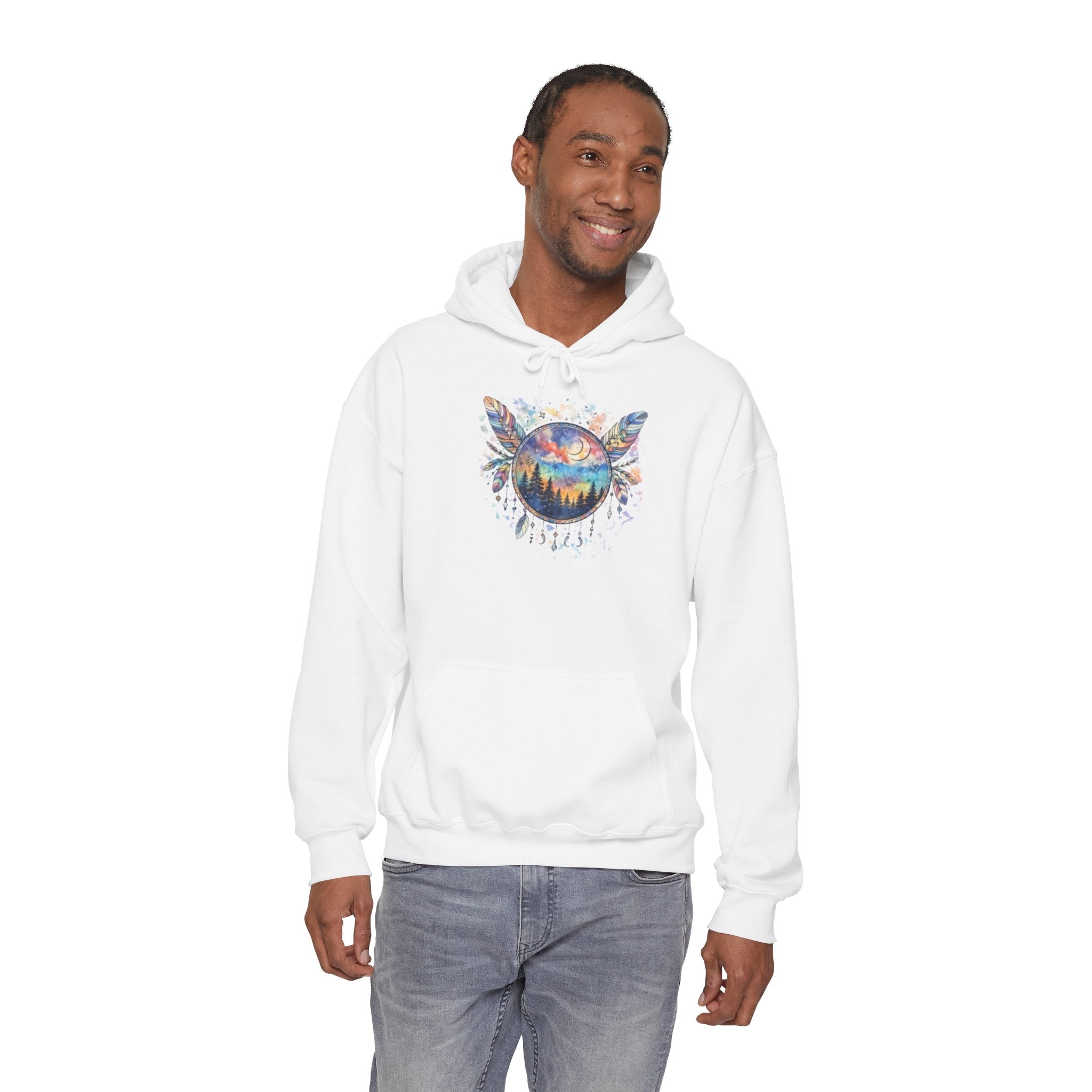 Nature Dreamcatcher Hoodie — Colorful Mountain Sunset Graphic