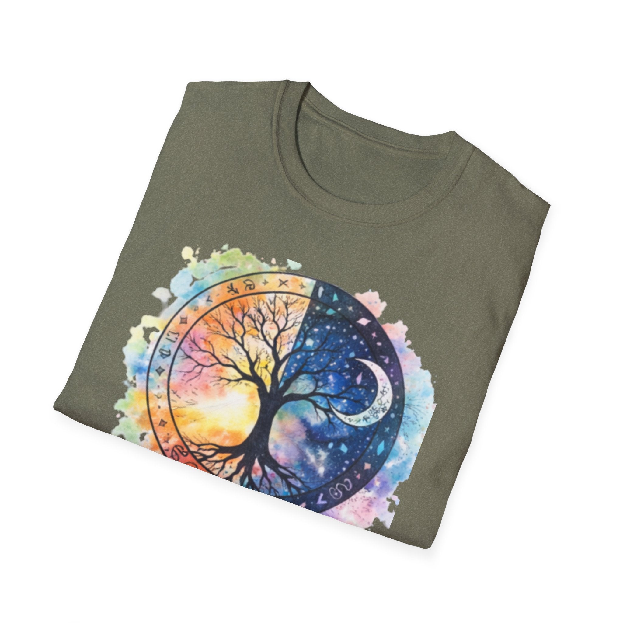 Tree of Life Yin Yang T-Shirt — Watercolor Sun & Moon Graphic Tee