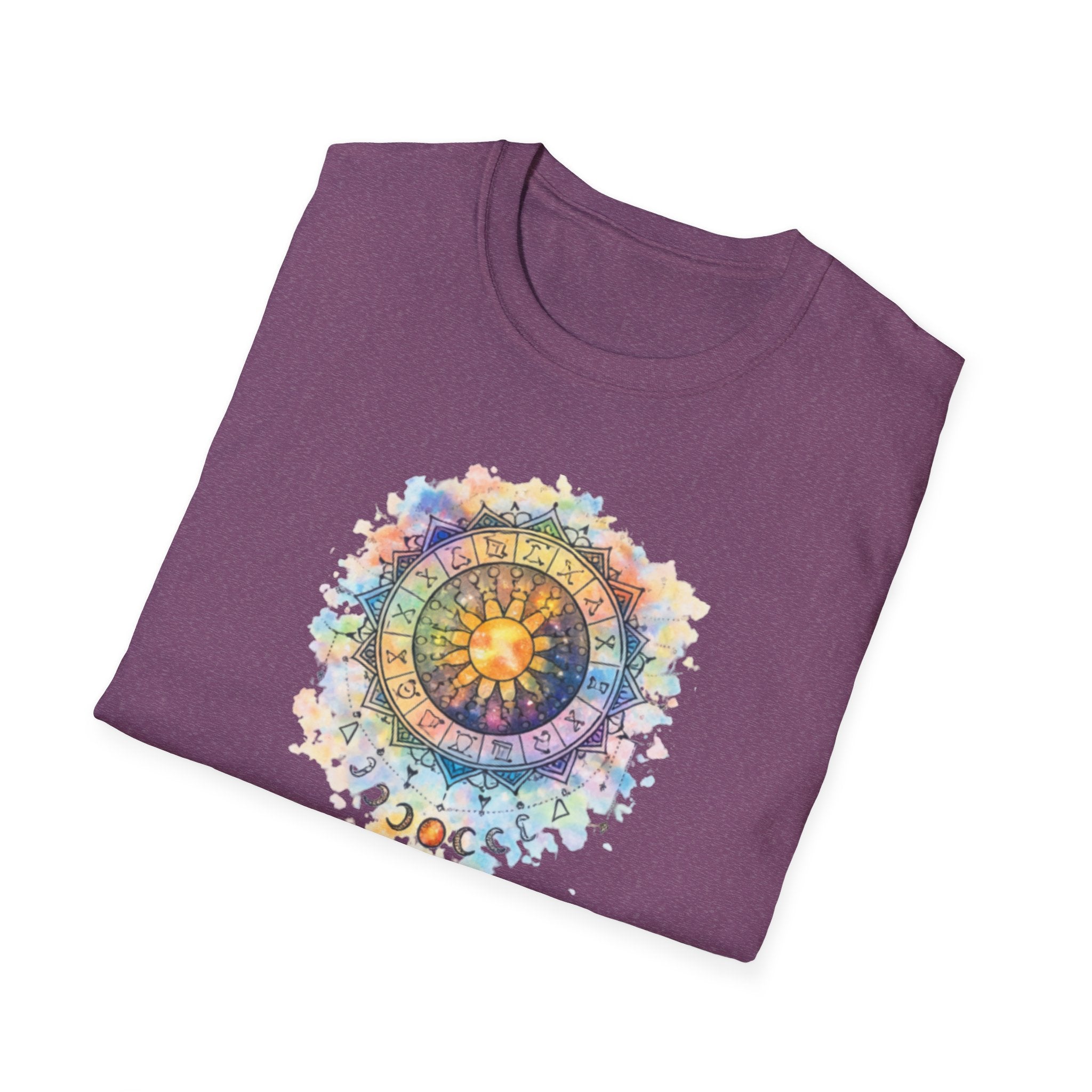 Sun & Moon Zodiac T-Shirt — Watercolor Astrological Mandala Tee