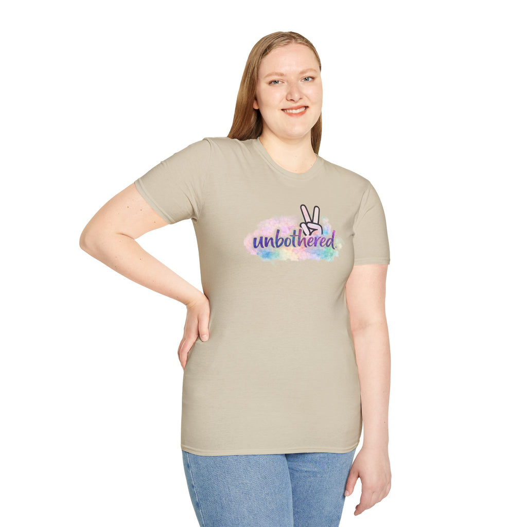 Unbothered Peace Sign T‑Shirt — Colorful Watercolor Graphic Tee