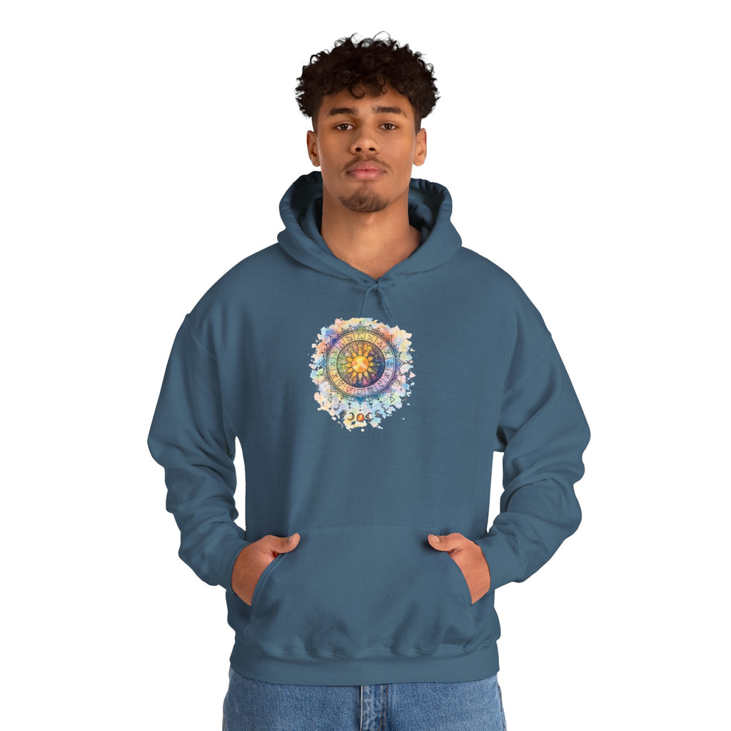 Astrology Compass Hoodie — Boho Tie-Dye Mandala Graphic