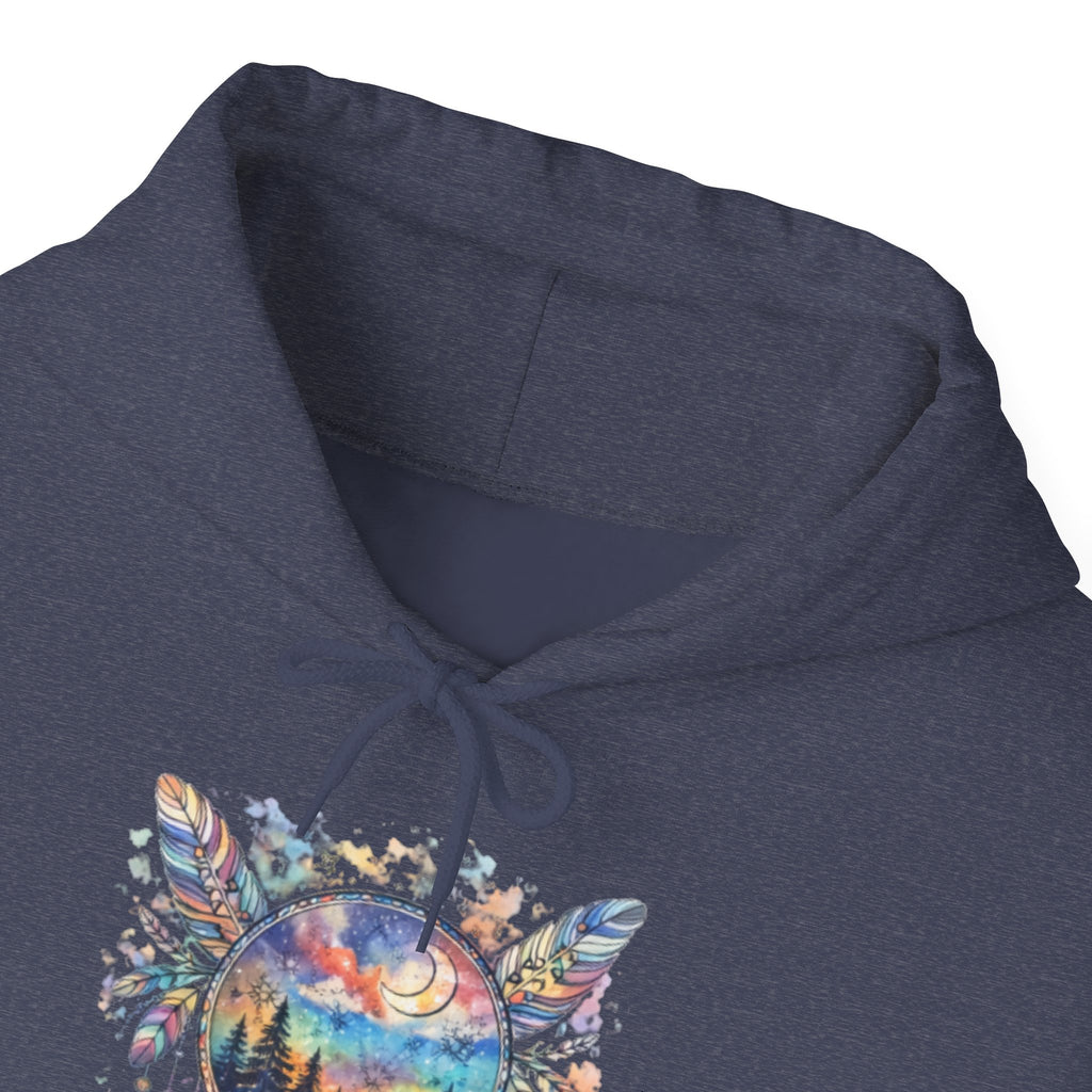 Nature Dreamcatcher Hoodie — Colorful Mountain Sunset Graphic
