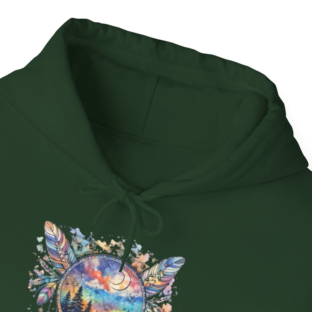Nature Dreamcatcher Hoodie — Colorful Mountain Sunset Graphic