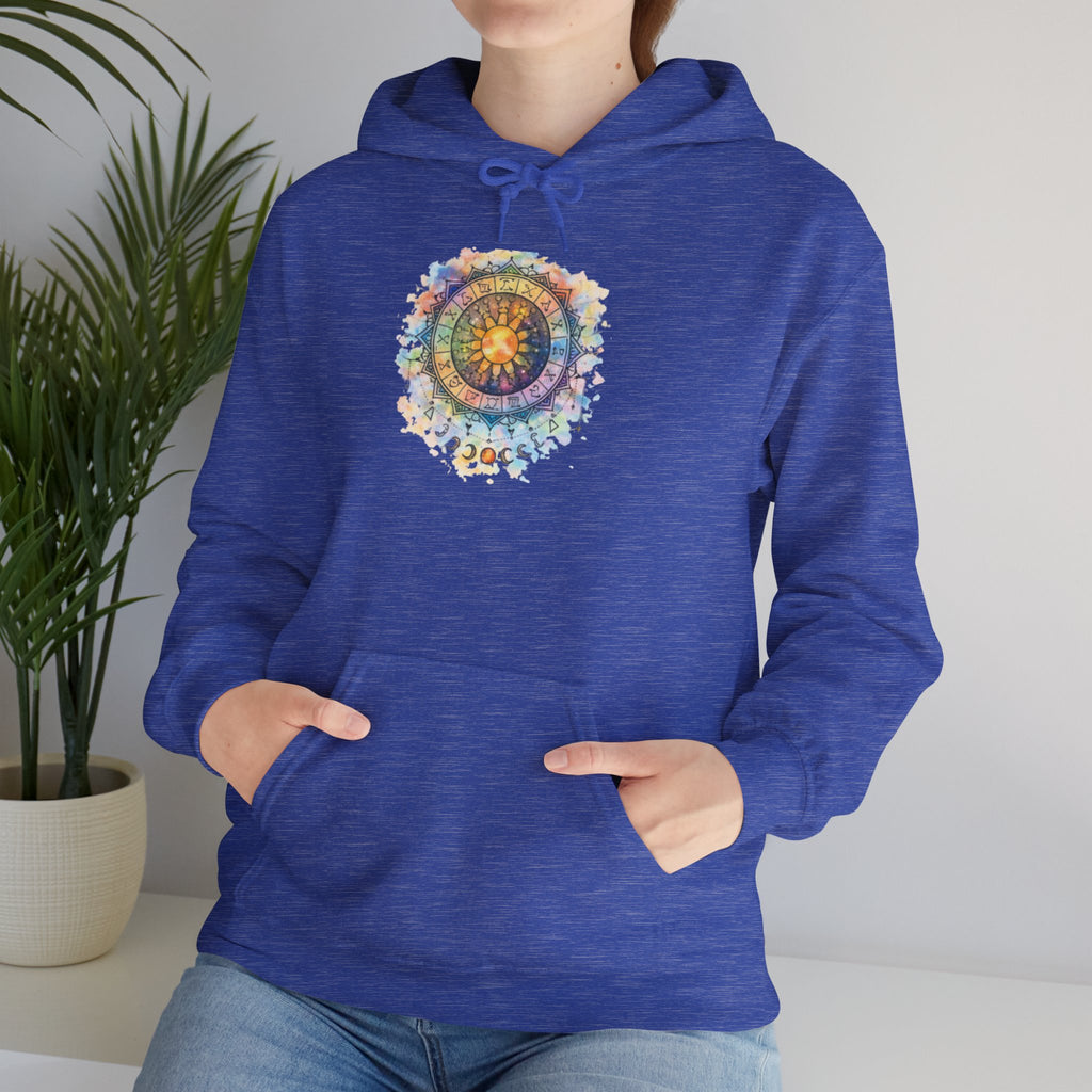 Astrology Compass Hoodie — Boho Tie-Dye Mandala Graphic