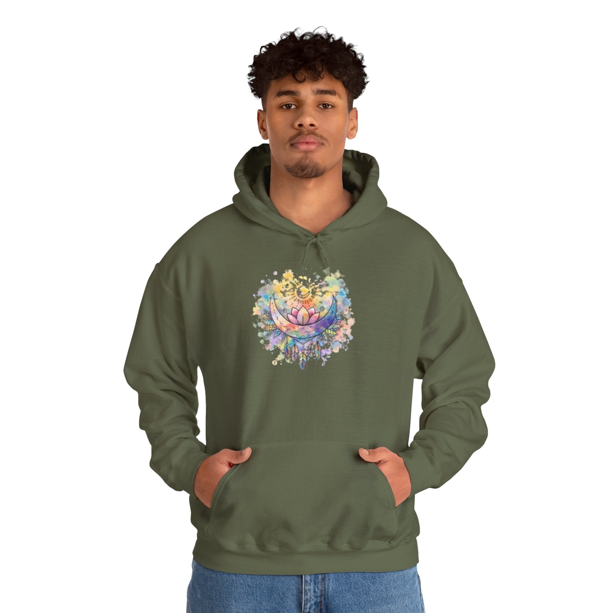 Lotus Watercolor Hoodie – Boho Spiritual Yoga Sweatshirt
