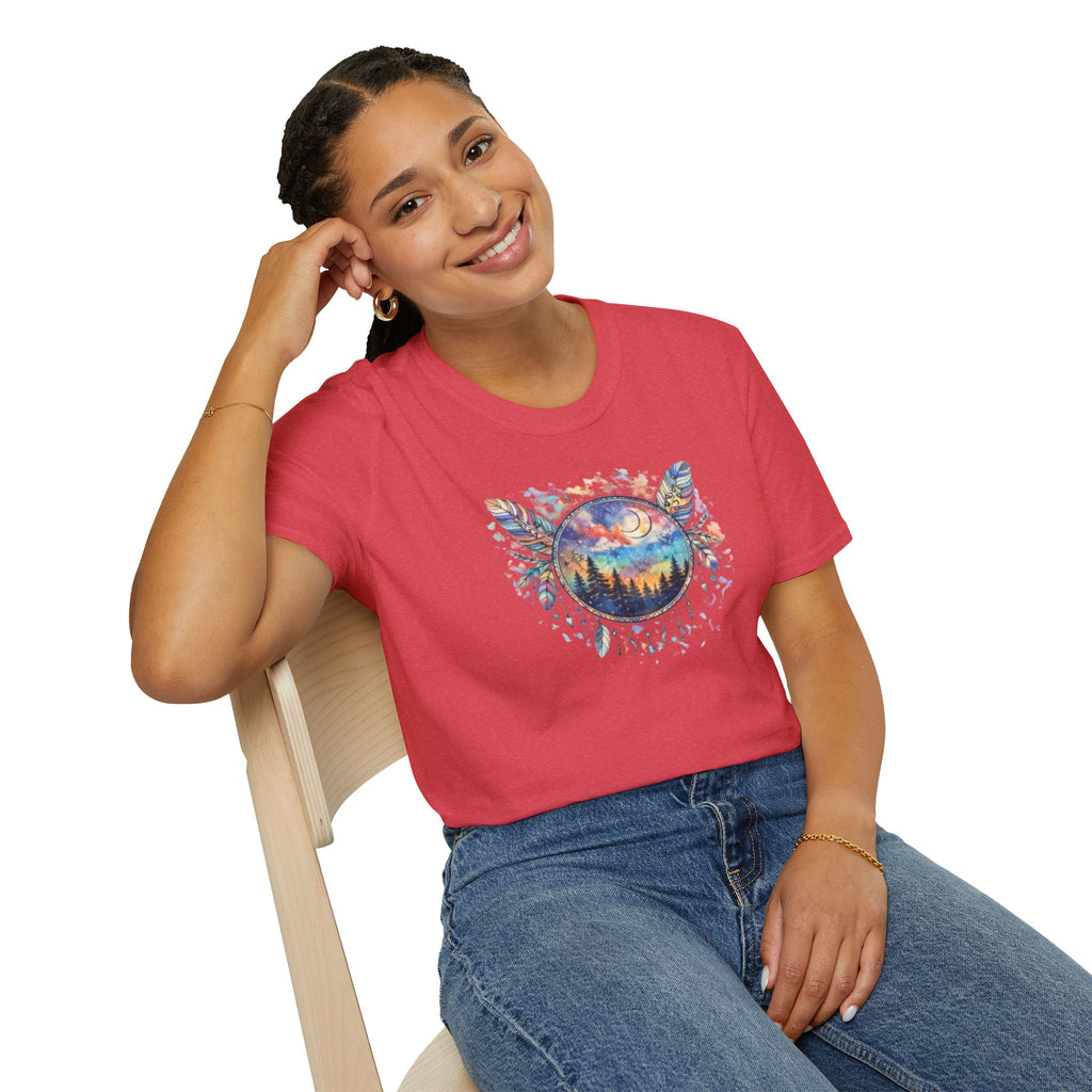 Watercolor Dreamcatcher Sunset T-Shirt — Boho Spiritual Tee