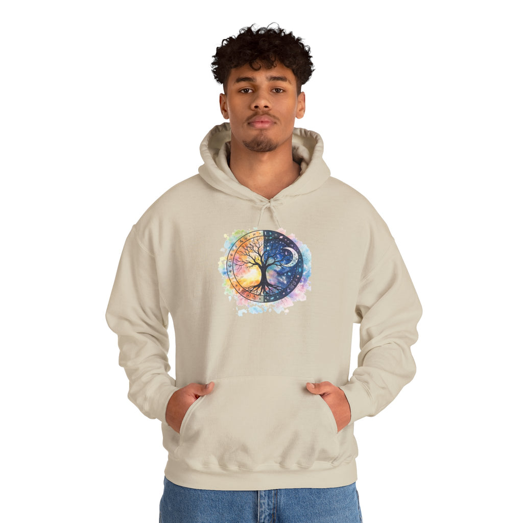 Yin Yang Tree Of Life Hoodie — Colorful Sun & Moon Spiritual Pullover
