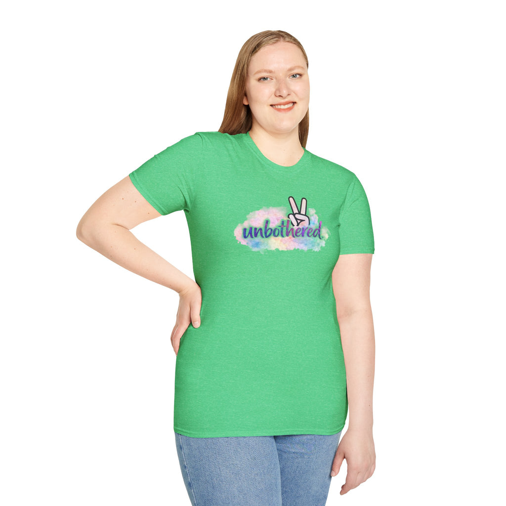 Unbothered Peace Sign T‑Shirt — Colorful Watercolor Graphic Tee