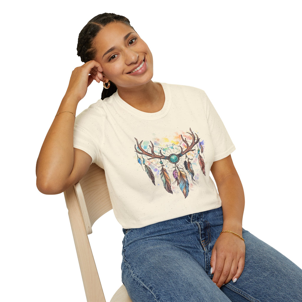 Boho Antler Dreamcatcher Watercolor T-Shirt