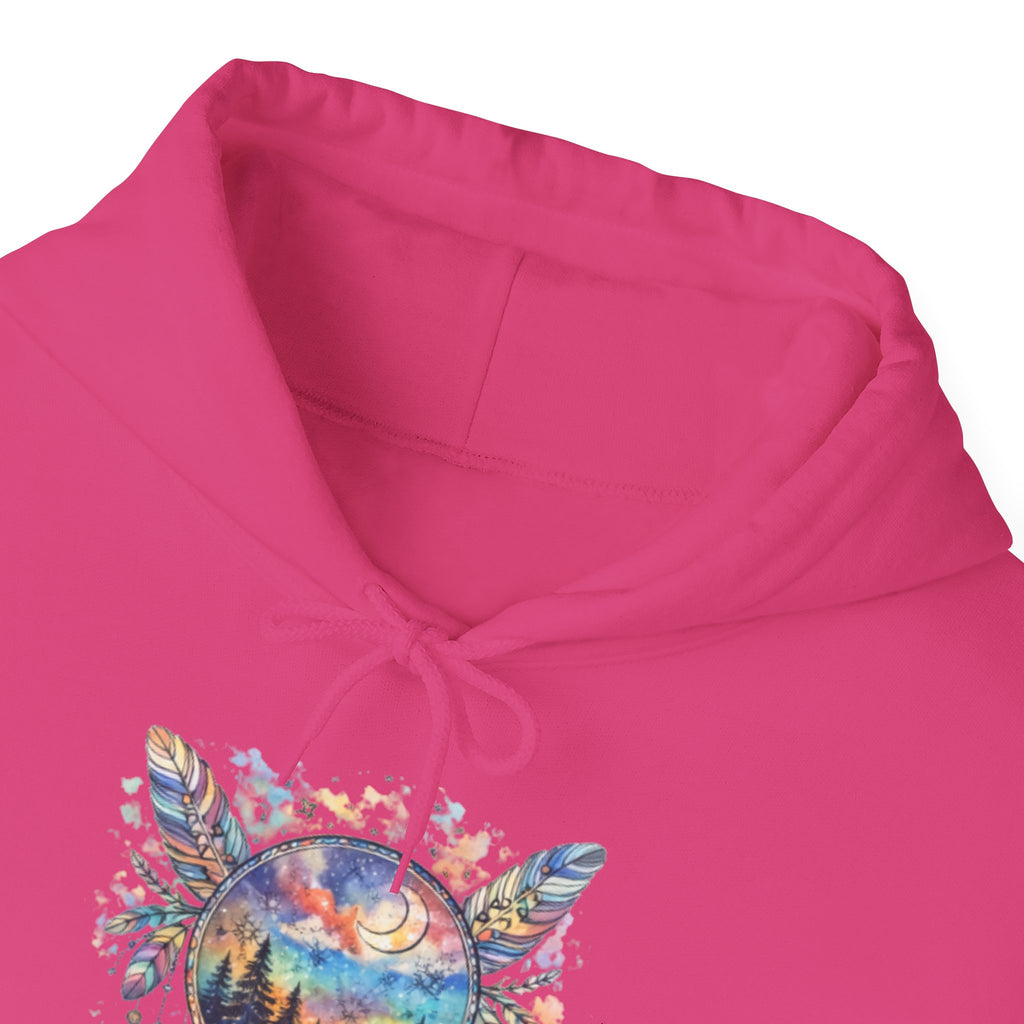 Nature Dreamcatcher Hoodie — Colorful Mountain Sunset Graphic