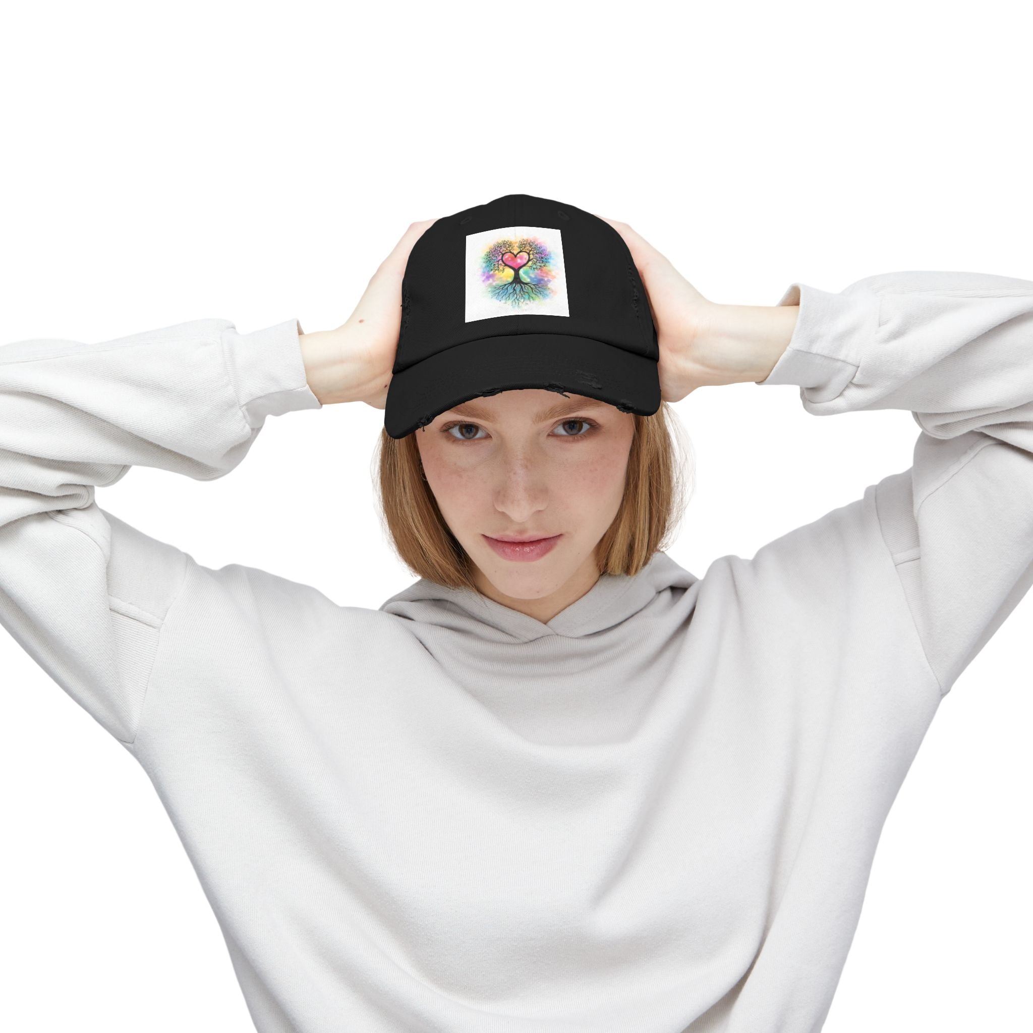 Water color Tree of Life Distressed Hat