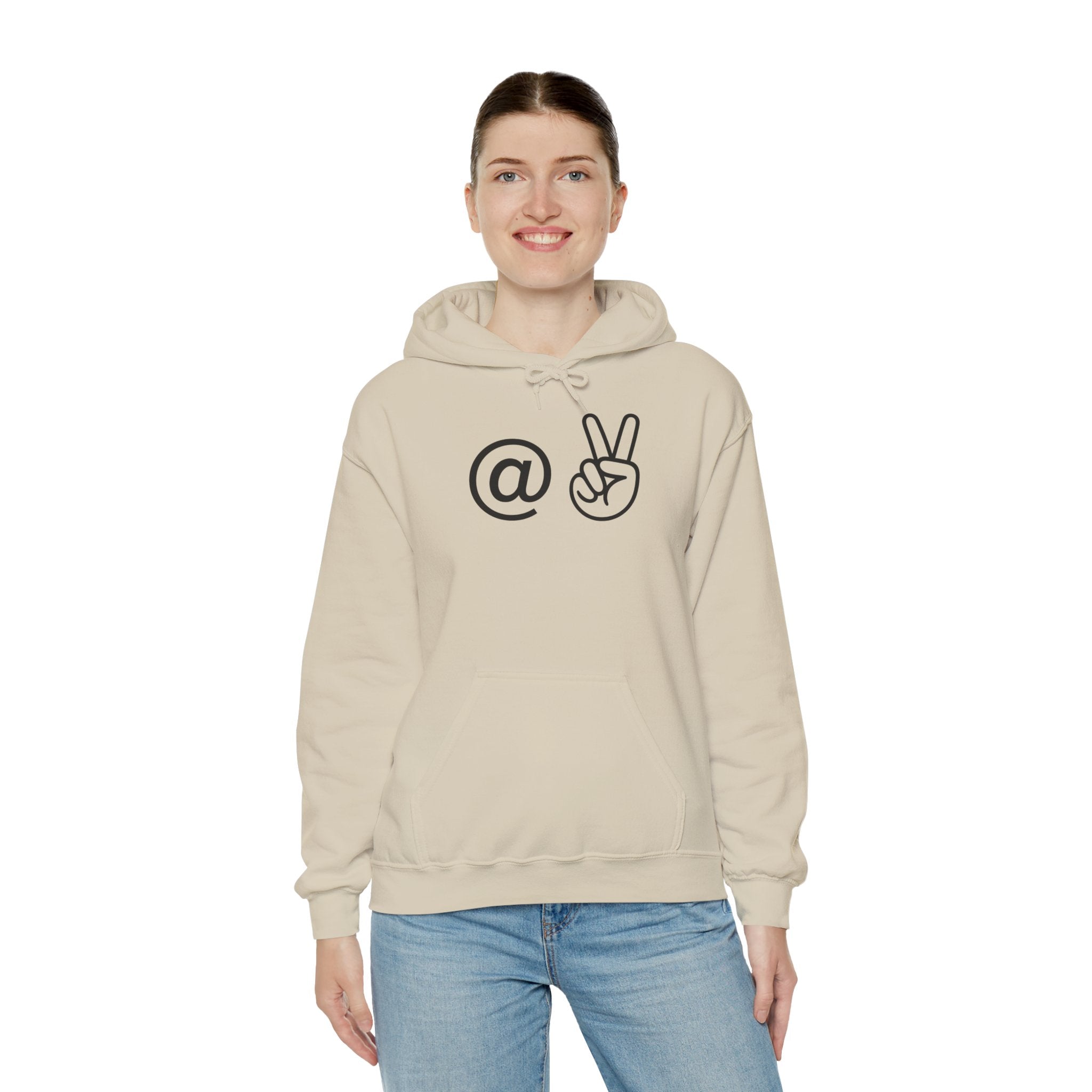 At Peace Minimal Hand Graphic Hoodie — Peaceful Vibes Unisex Hoodie