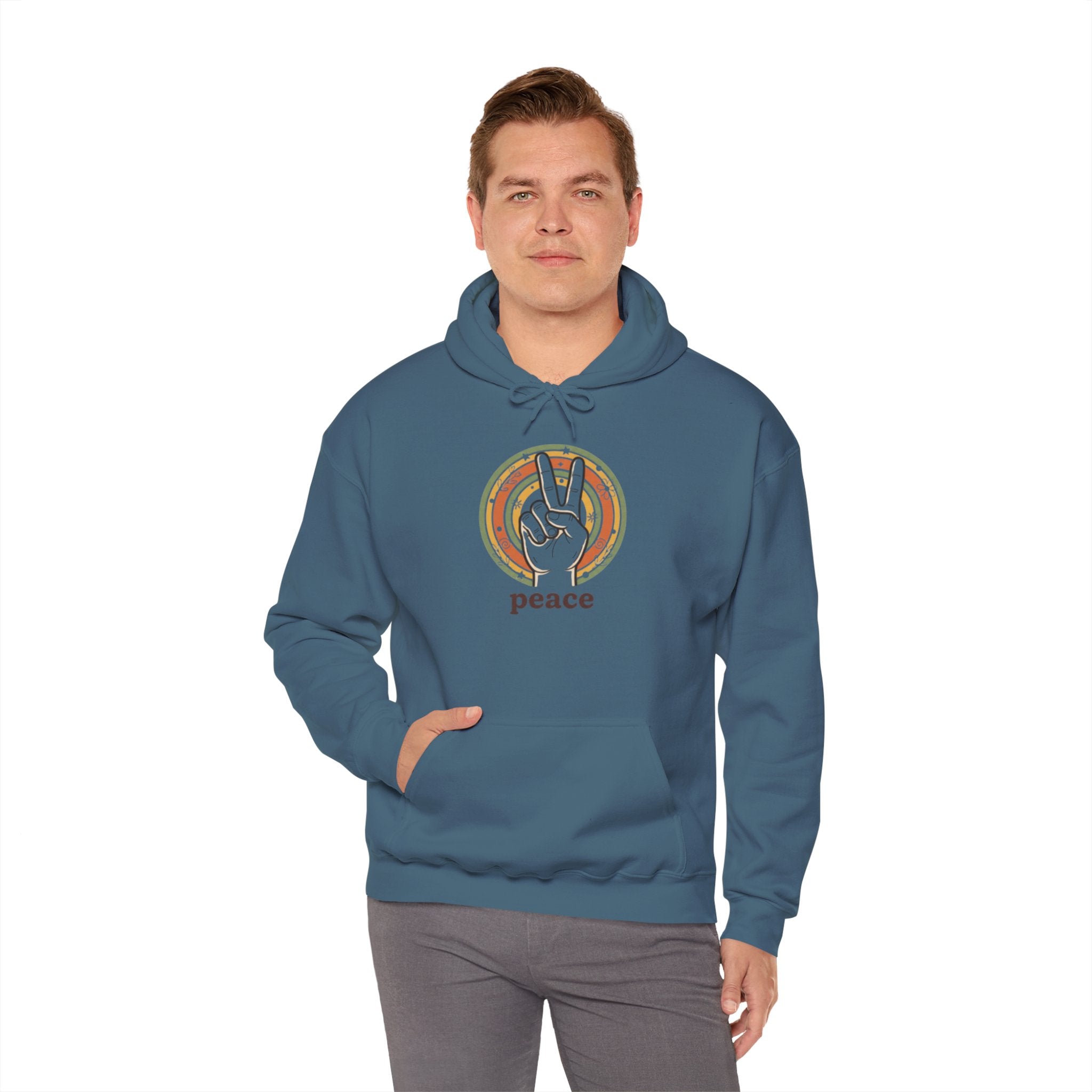 Peace Sign Hoodie — Retro Vibe Peace Hand Graphic Sweatshirt