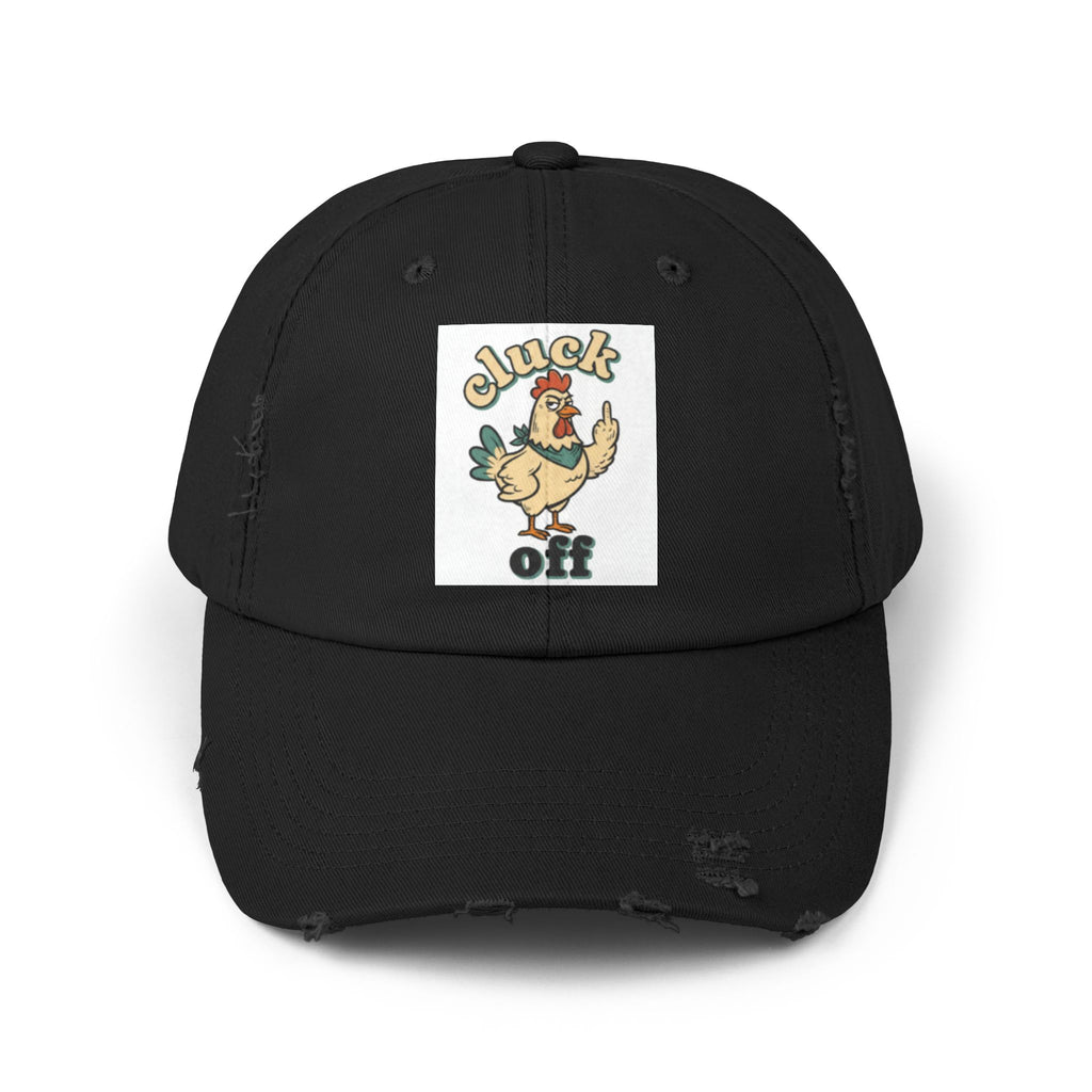 Cluck Off' Retro Rooster Distressed Hat