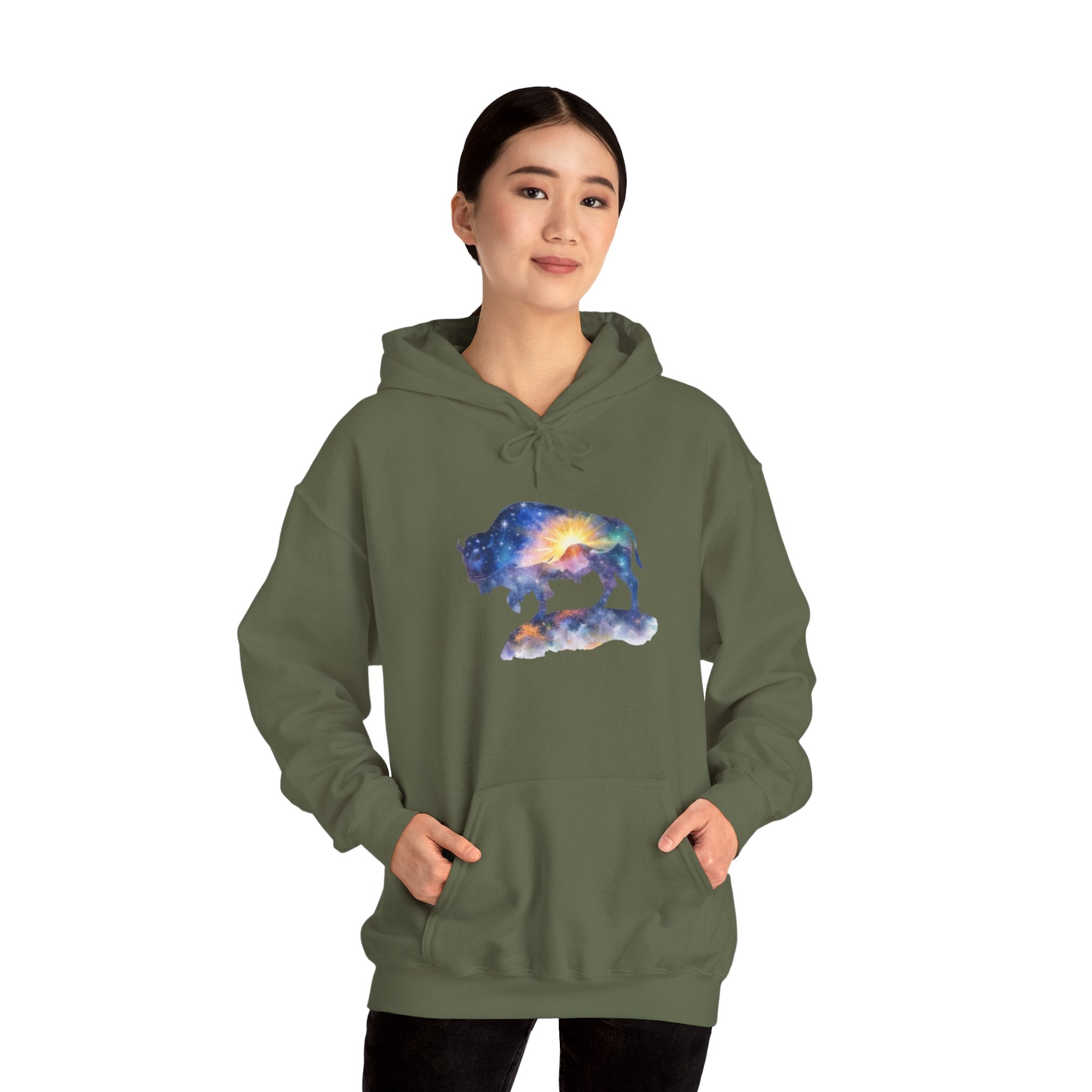 Colorful Bison Graphic Pullover