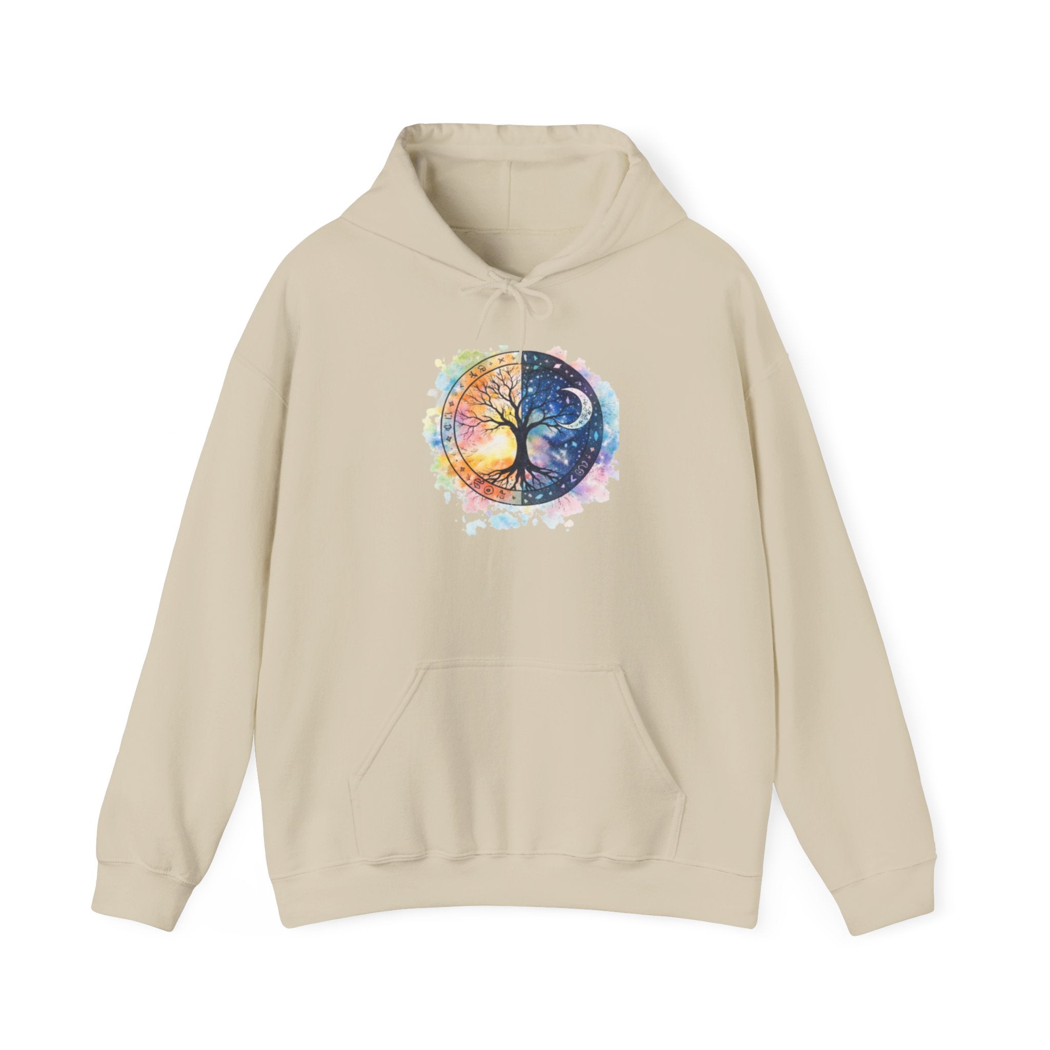 Yin Yang Tree Of Life Hoodie — Colorful Sun & Moon Spiritual Pullover