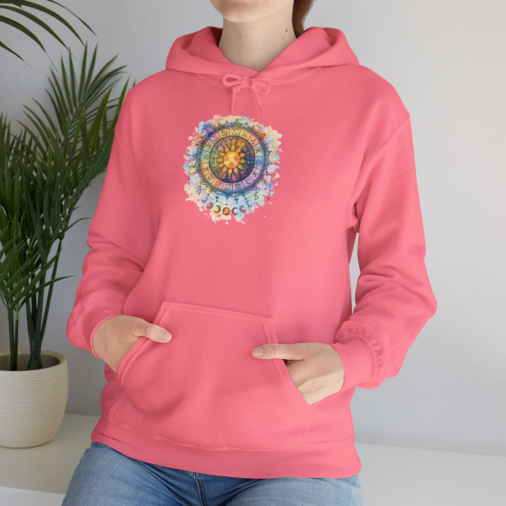 Astrology Compass Hoodie — Boho Tie-Dye Mandala Graphic