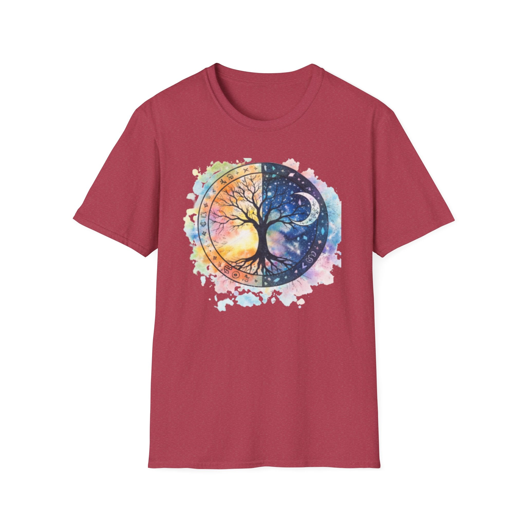 Tree of Life Yin Yang T-Shirt — Watercolor Sun & Moon Graphic Tee