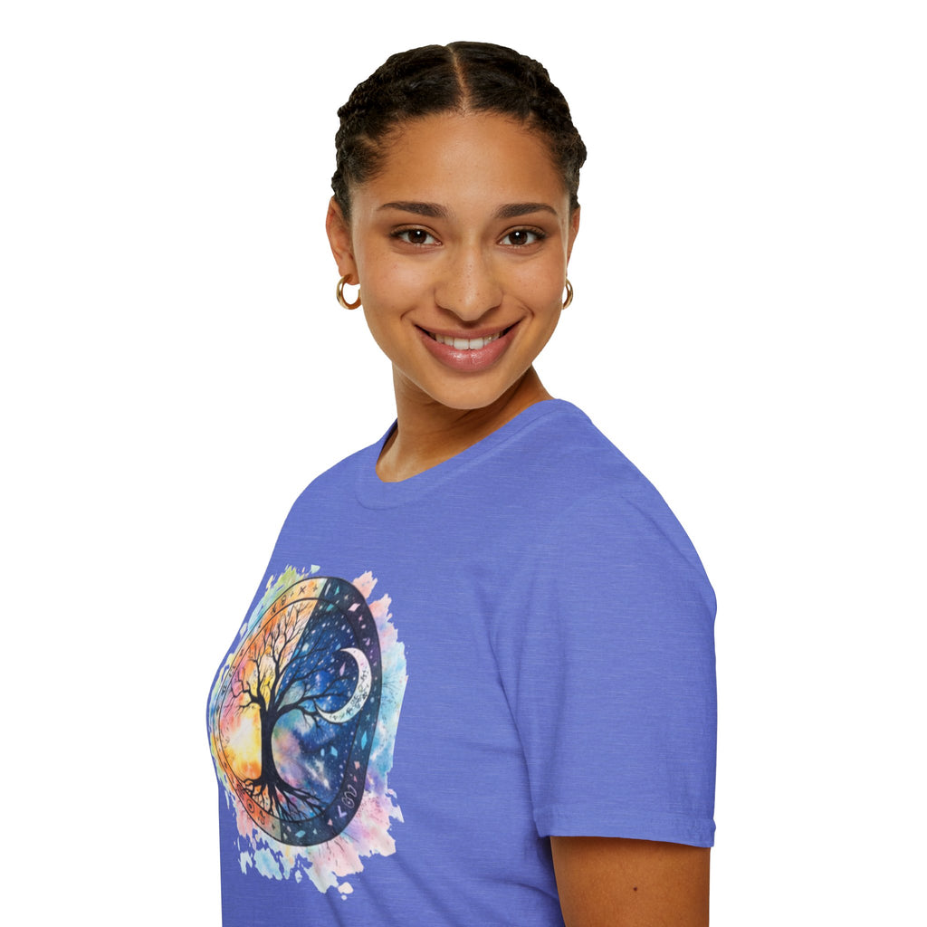 Tree of Life Yin Yang T-Shirt — Watercolor Sun & Moon Graphic Tee