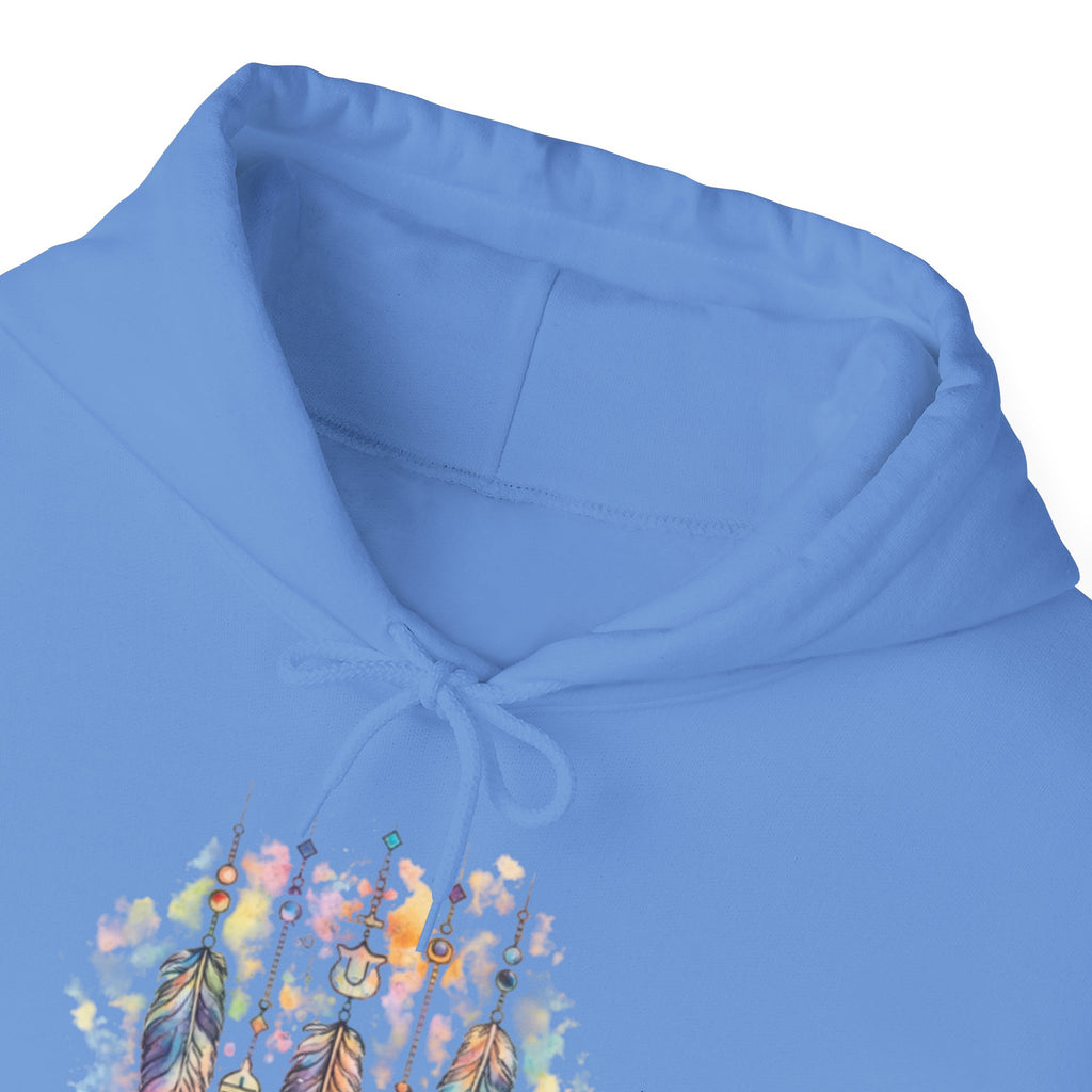 Boho Feather Dreamcatcher Hoodie — Watercolor Tribal Feathers Pullover