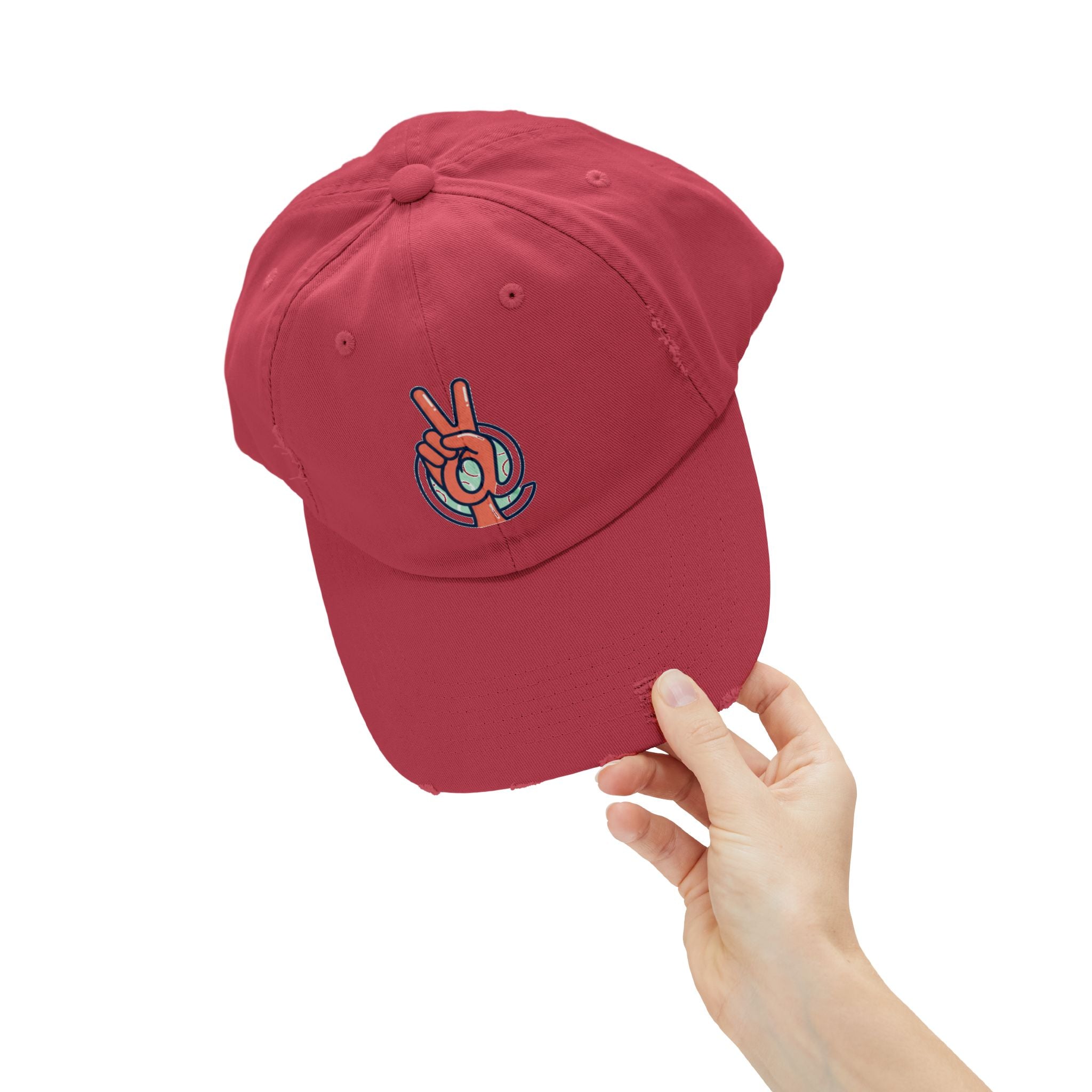 Peace Hand Distressed Cap — Vintage Peace Sign Baseball Hat