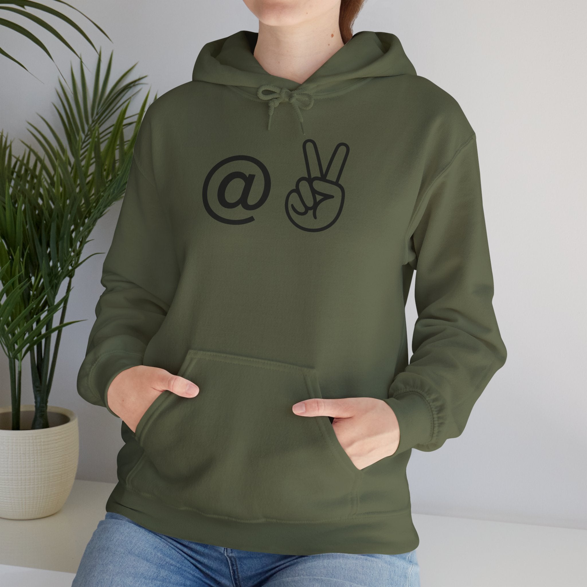 At Peace Minimal Hand Graphic Hoodie — Peaceful Vibes Unisex Hoodie