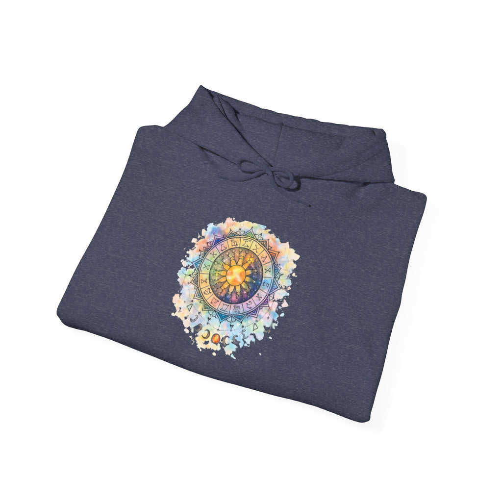 Astrology Compass Hoodie — Boho Tie-Dye Mandala Graphic