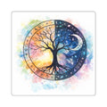 Yin Yang Tree of Life Square Stickers | Day Night Watercolor Astrology
