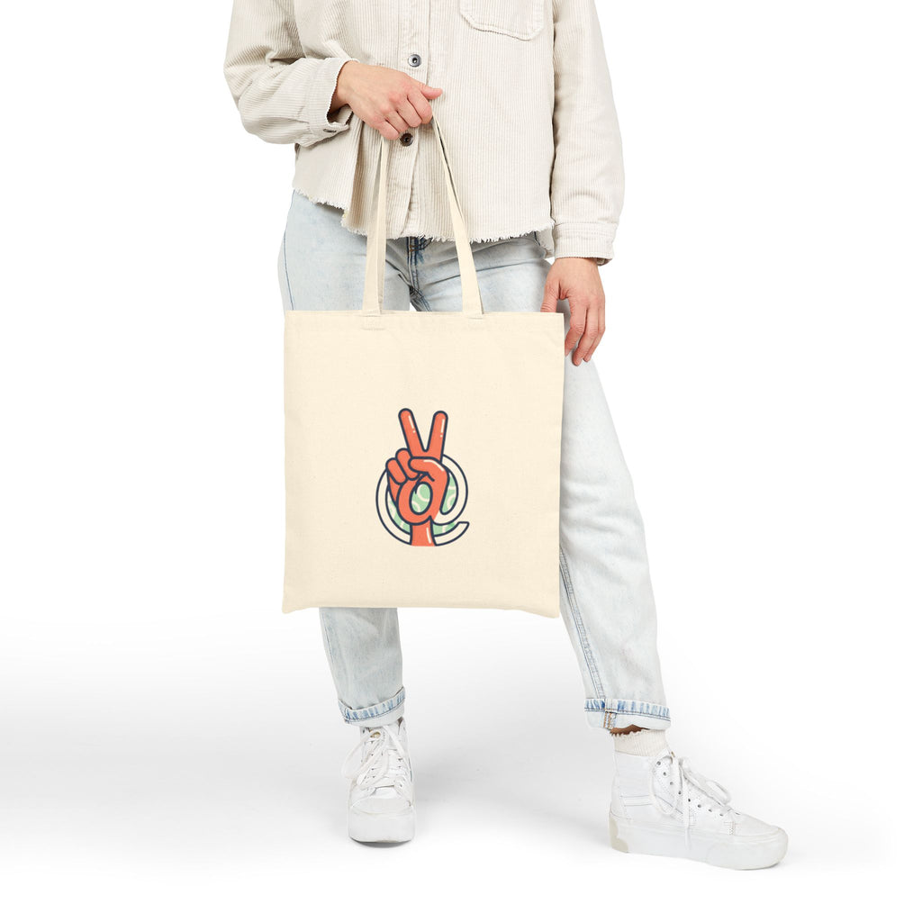 Retro Peace Hand Graphic Cotton Canvas Tote — Eco Market Bag