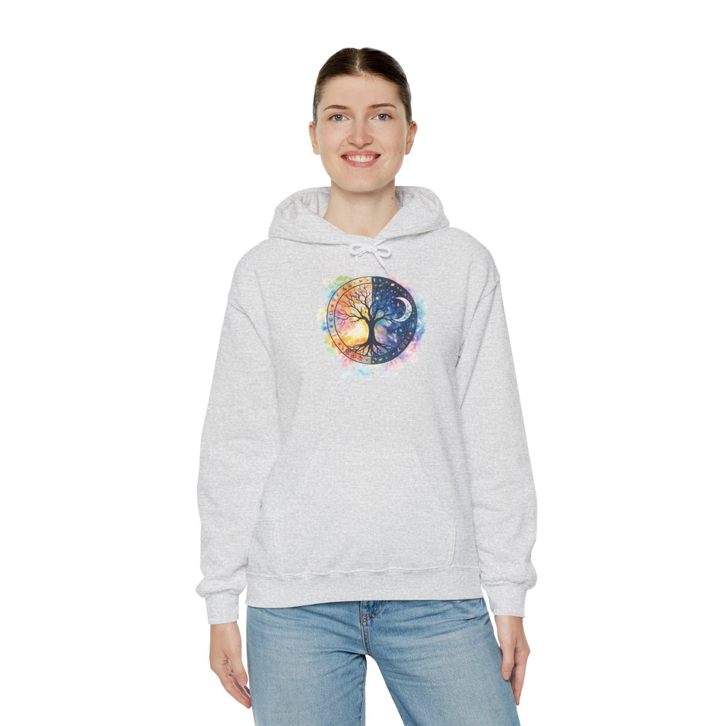 Yin Yang Tree Of Life Hoodie — Colorful Sun & Moon Spiritual Pullover