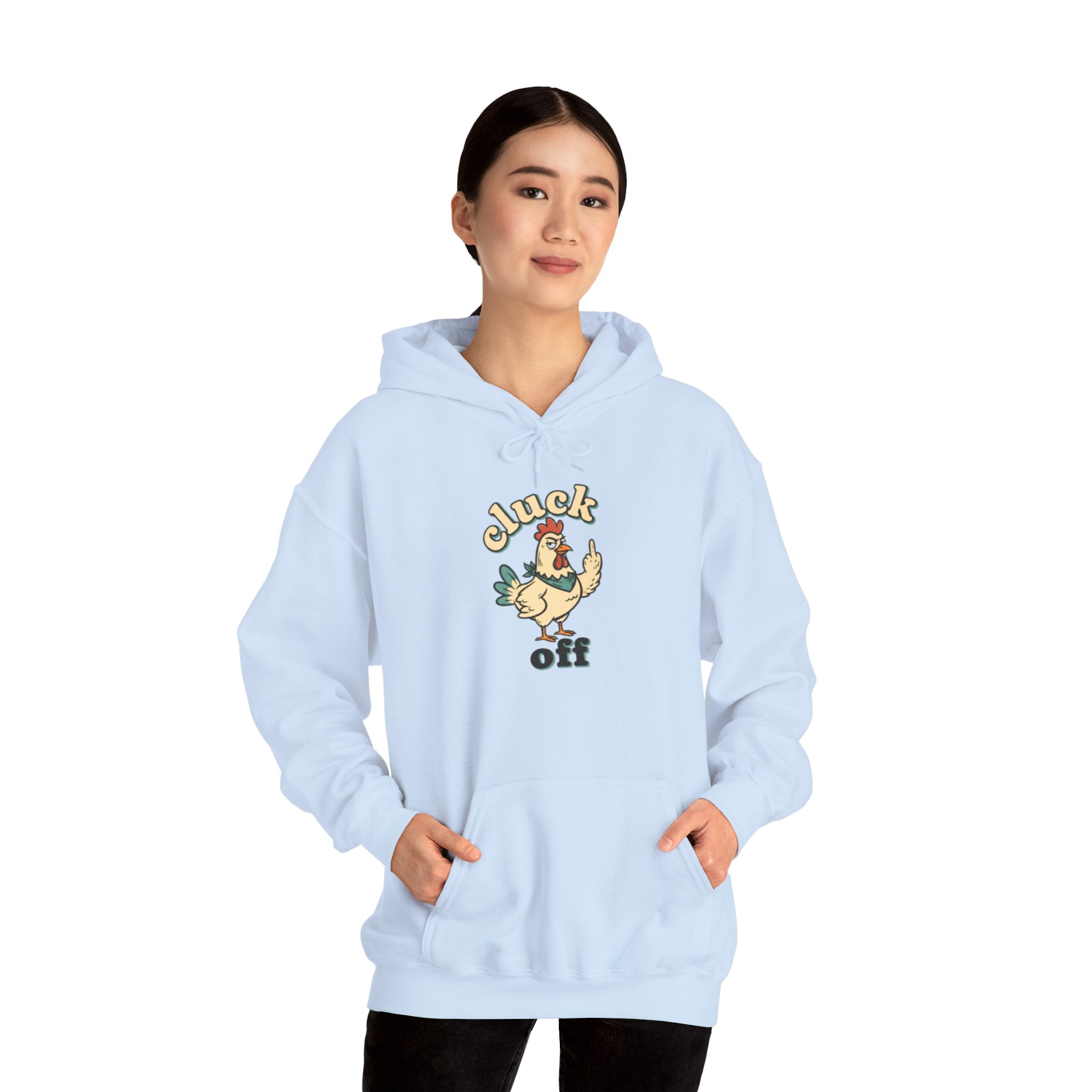 'Cluck Off' Chicken Hoodie – Funny Retro Farm Animal Pullover
