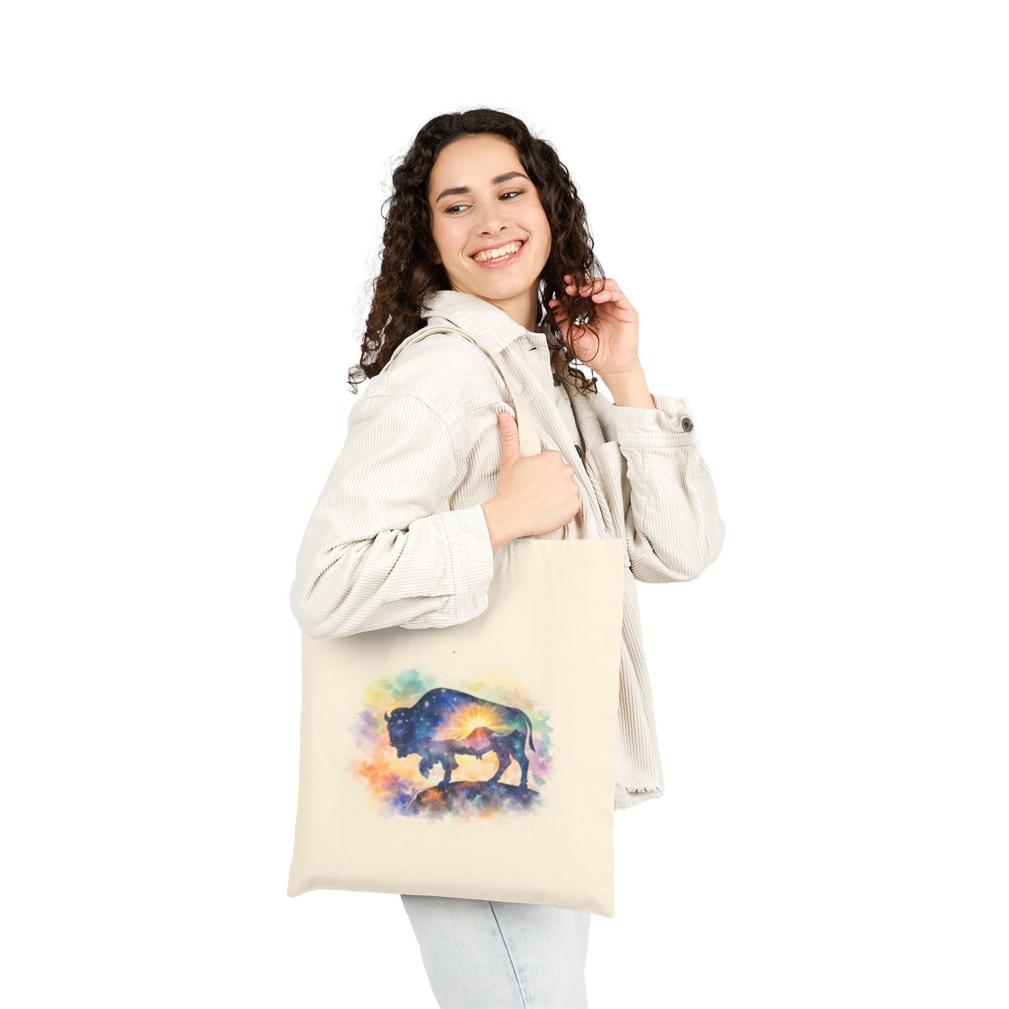 Watercolor Bison Print, Eco-Friendly Grocery & Everyday Shopper