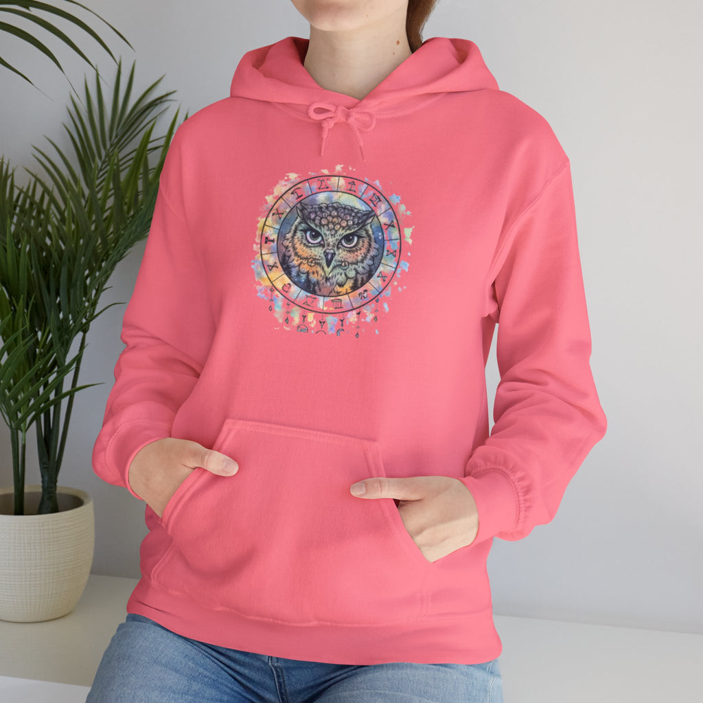 Owl Mandala Hoodie — Colorful Spiritual Owl Graphic Sweatshirt