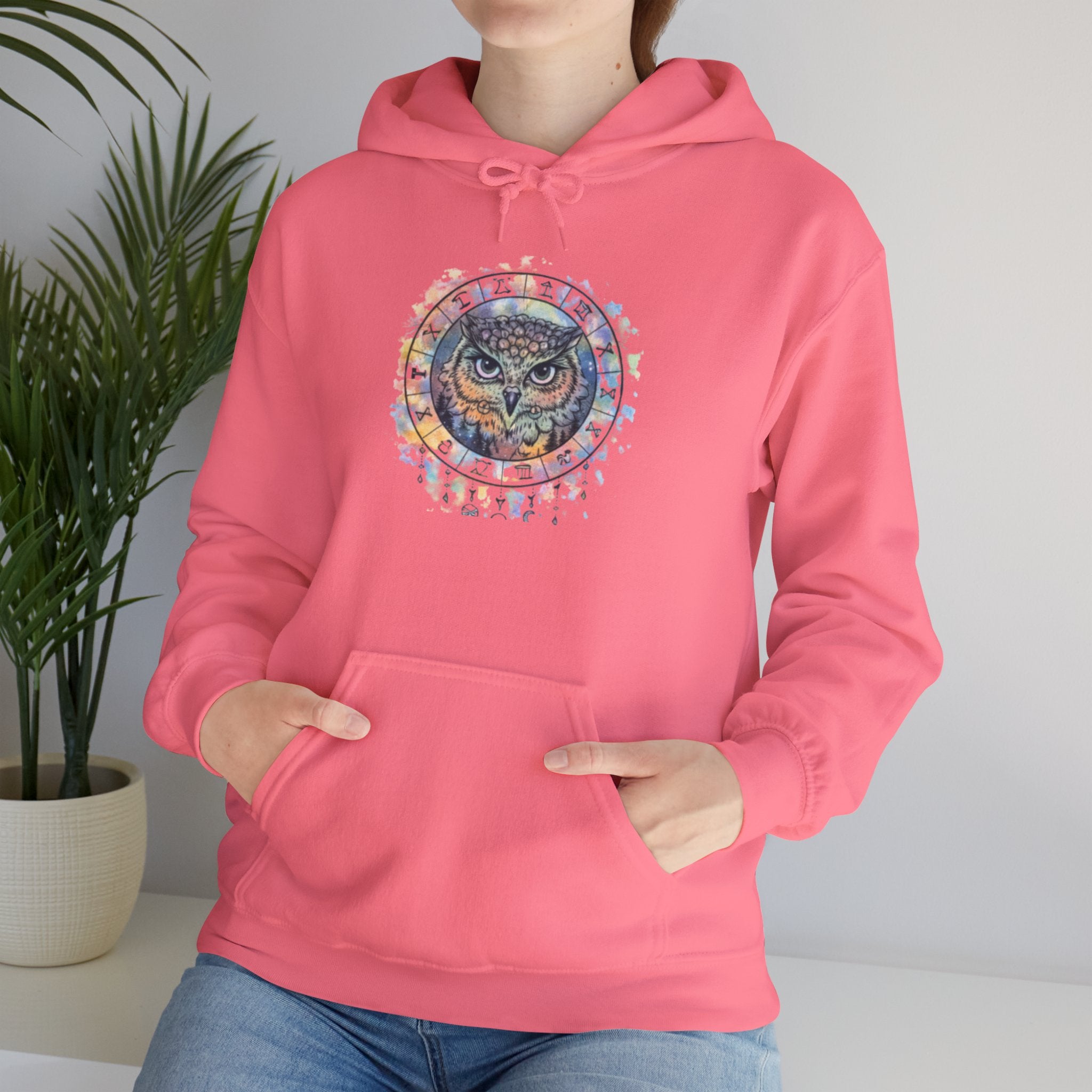 Owl Mandala Hoodie — Colorful Spiritual Owl Graphic Sweatshirt
