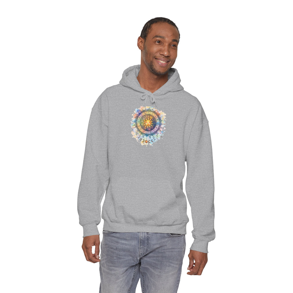 Astrology Compass Hoodie — Boho Tie-Dye Mandala Graphic