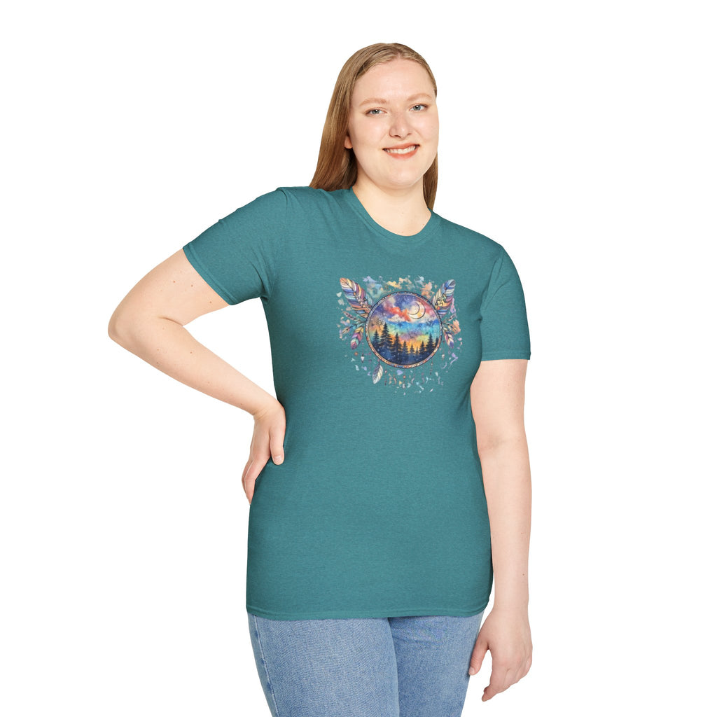 Watercolor Dreamcatcher Sunset T-Shirt — Boho Spiritual Tee