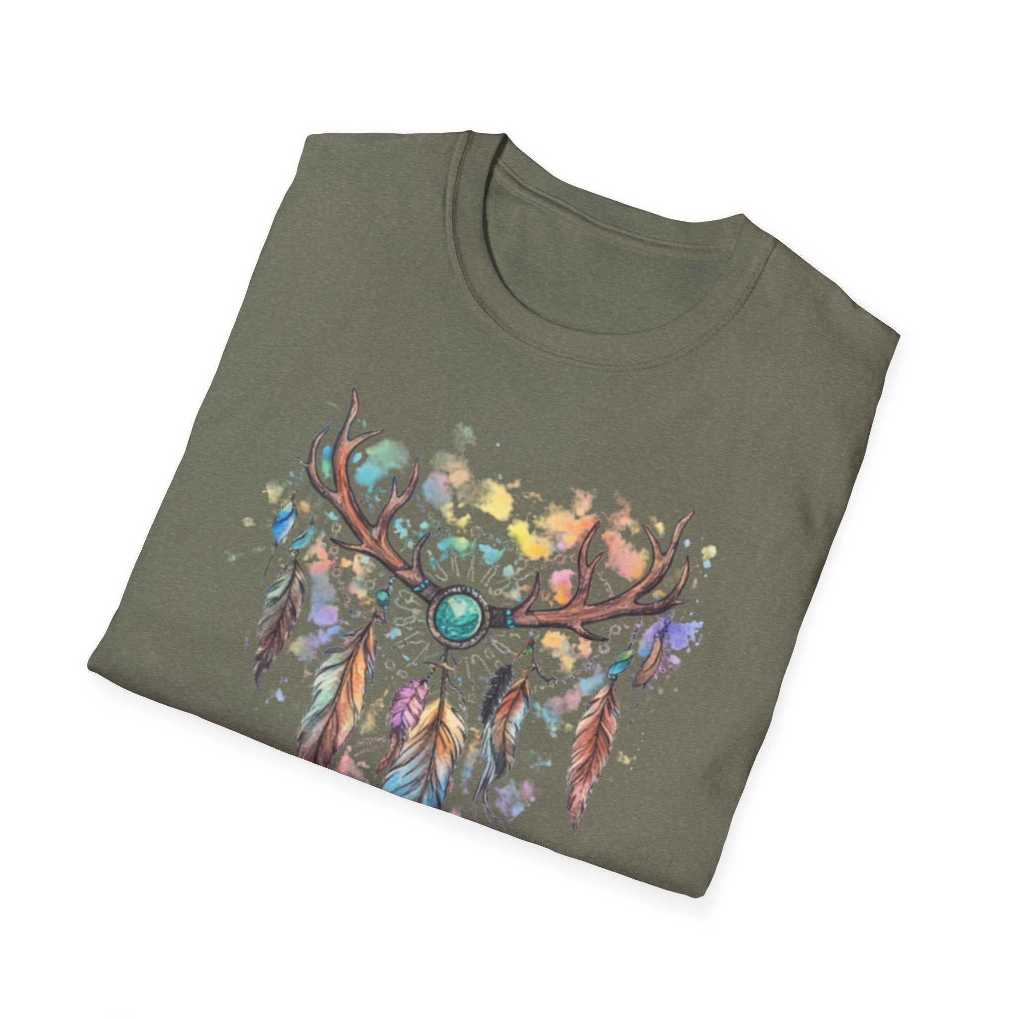 Boho Antler Dreamcatcher Watercolor T-Shirt