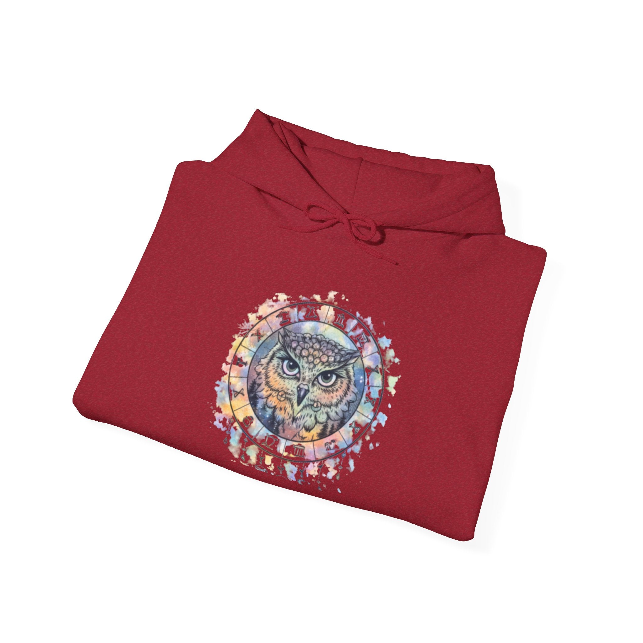 Owl Mandala Hoodie — Colorful Spiritual Owl Graphic Sweatshirt