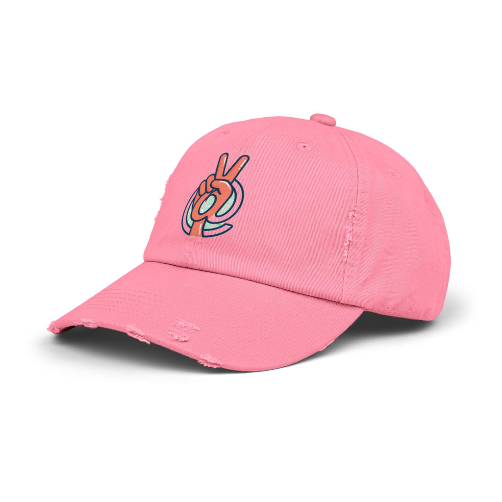 Peace Hand Distressed Cap — Vintage Peace Sign Baseball Hat