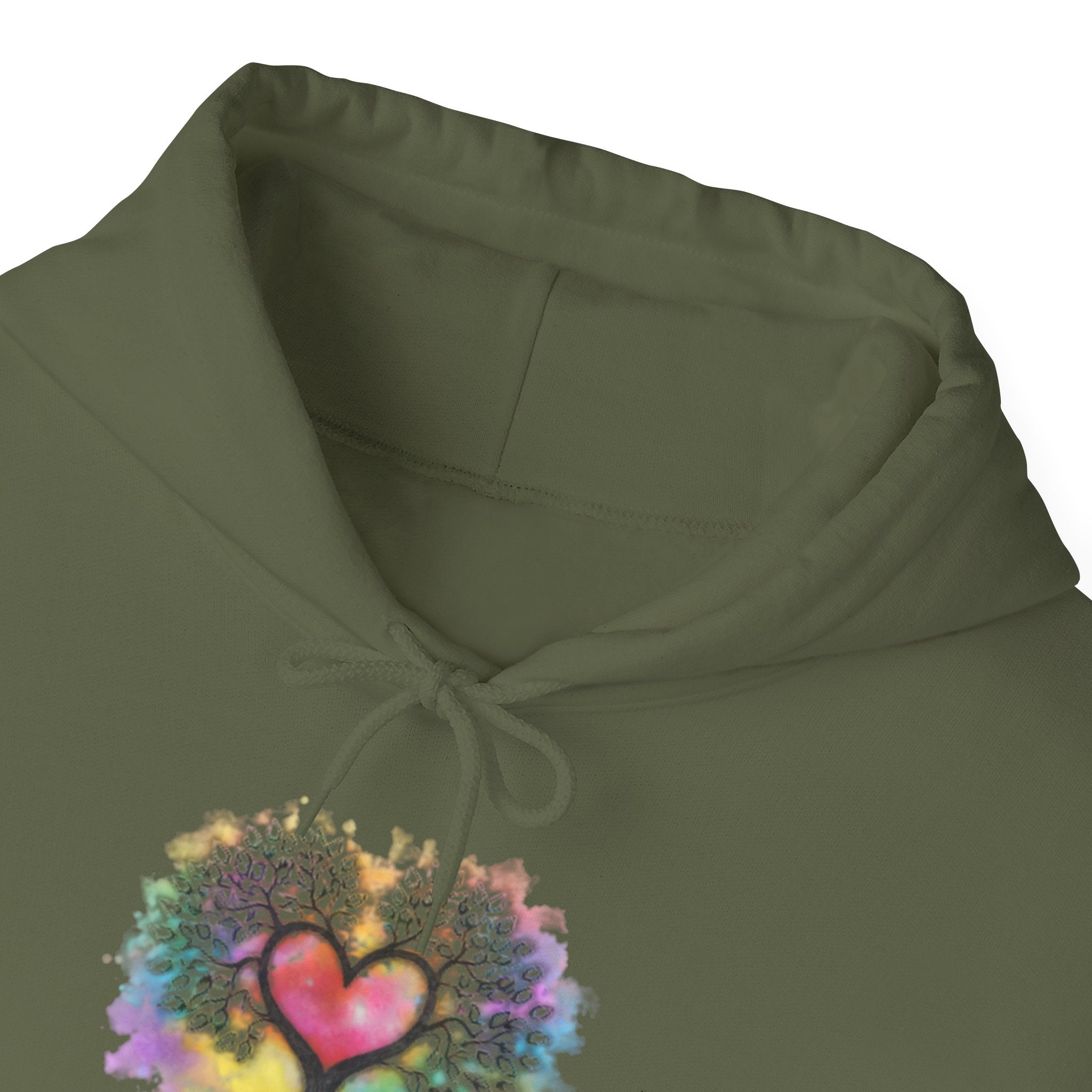 Rainbow Heart Tree Hoodie — Vibrant Spiritual Love Pullover