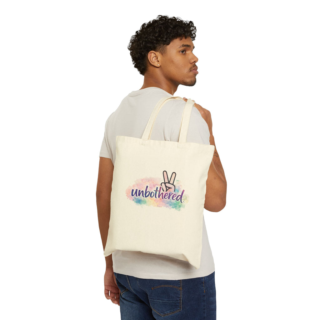 Unbothered Peace Sign Canvas Tote — Cotton Grocery & Everyday Bag