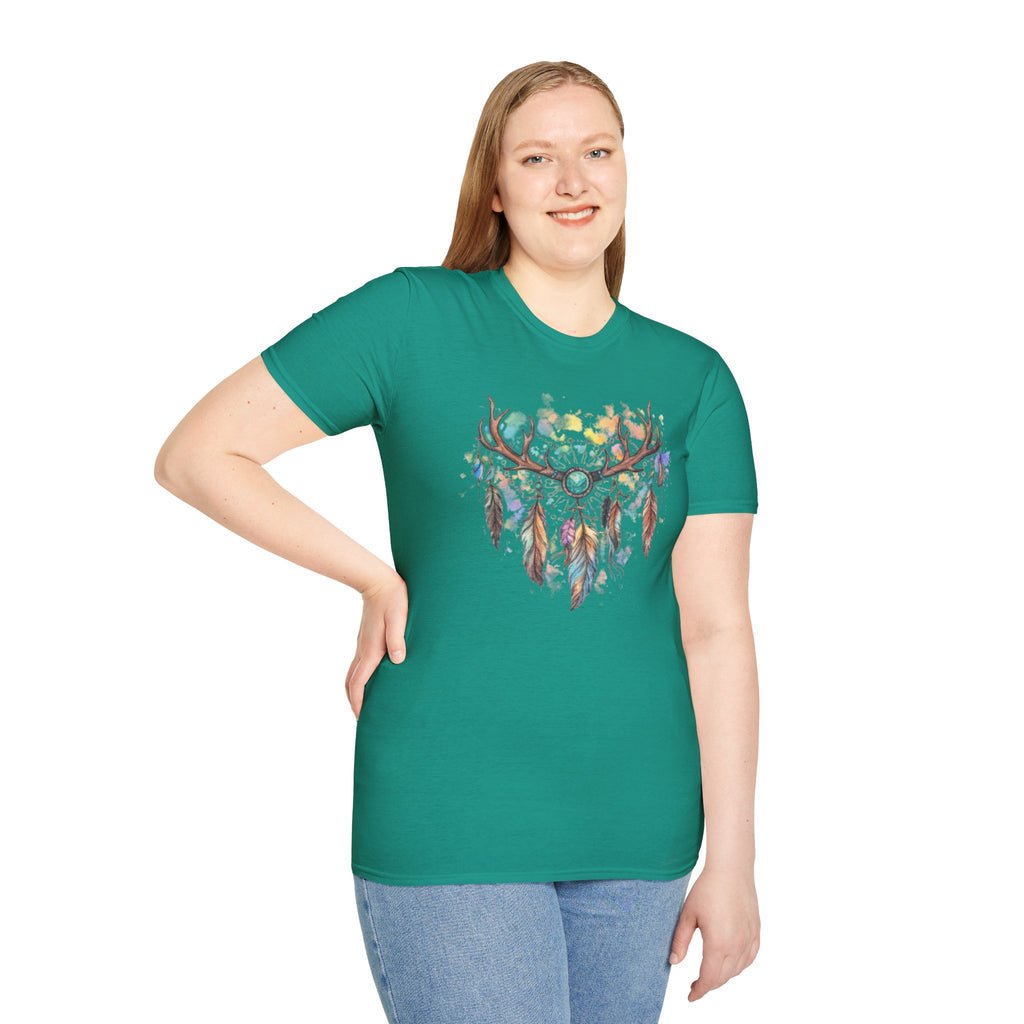 Boho Antler Dreamcatcher Watercolor T-Shirt