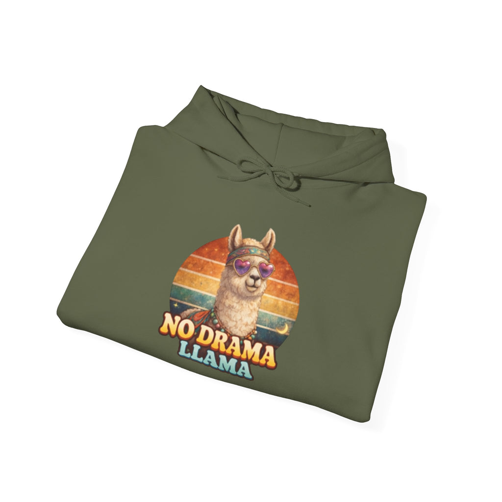 No Drama Llama Hoodie – Retro Sunset Graphic Pullover
