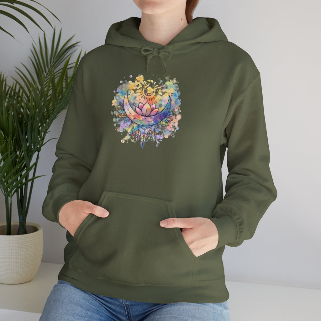 Lotus Watercolor Hoodie – Boho Spiritual Yoga Sweatshirt