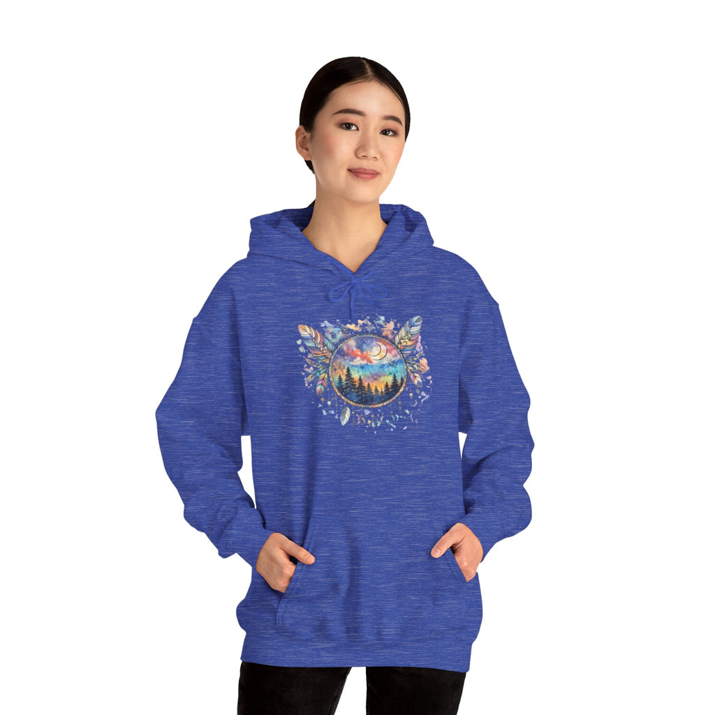 Nature Dreamcatcher Hoodie — Colorful Mountain Sunset Graphic