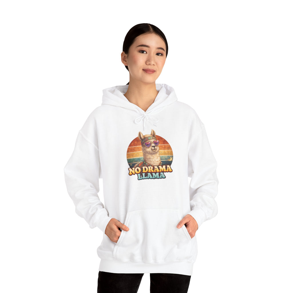 No Drama Llama Hoodie – Retro Sunset Graphic Pullover