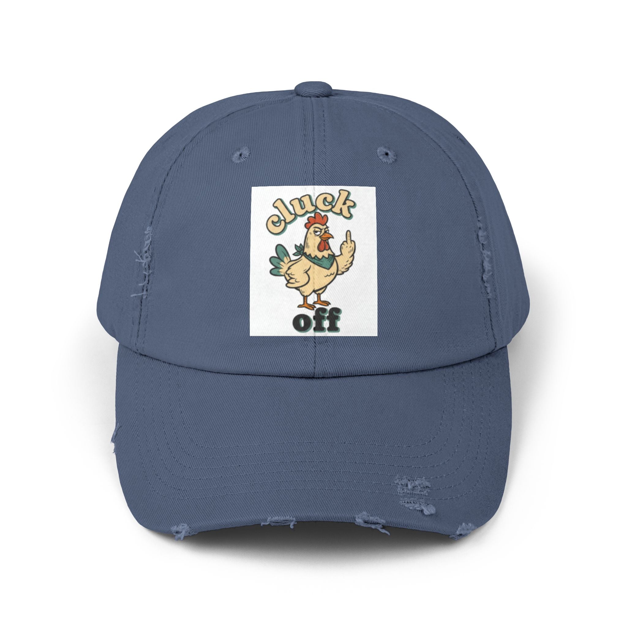 Cluck Off' Retro Rooster Distressed Hat