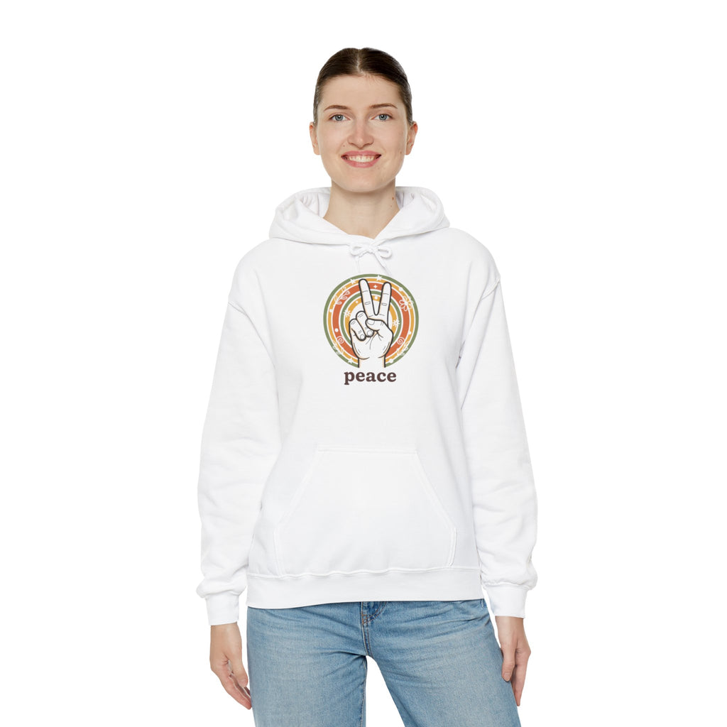 Peace Sign Hoodie — Retro Vibe Peace Hand Graphic Sweatshirt