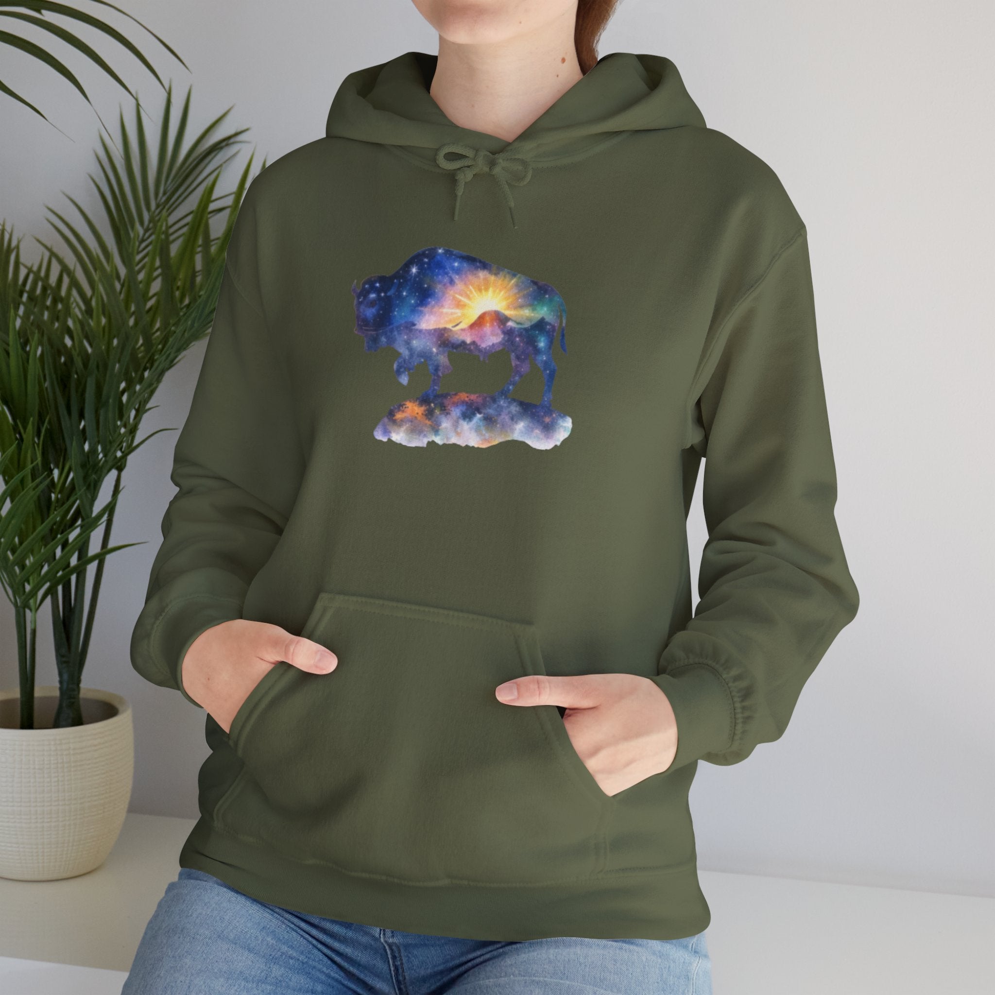 Colorful Bison Graphic Pullover