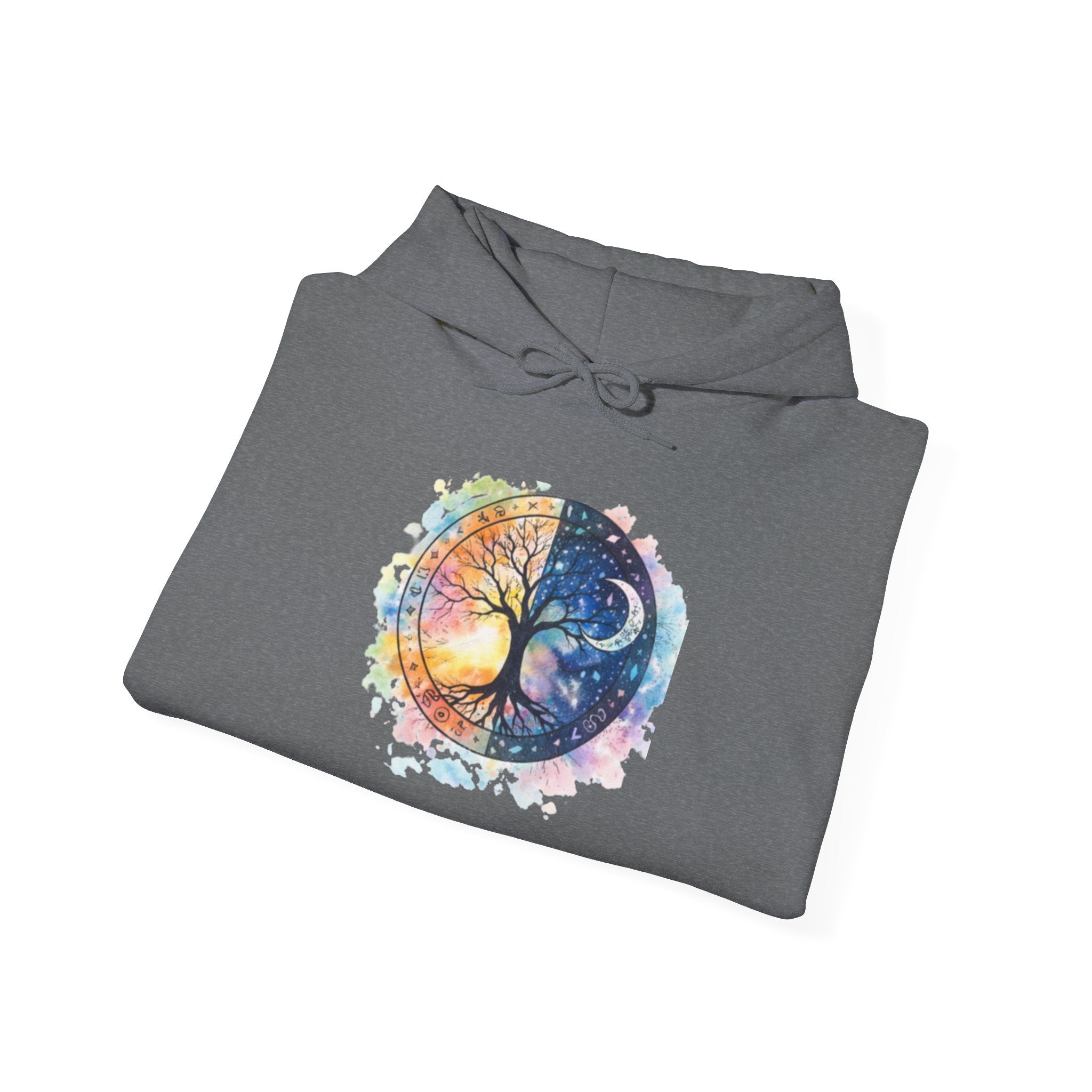 Yin Yang Tree Of Life Hoodie — Colorful Sun & Moon Spiritual Pullover
